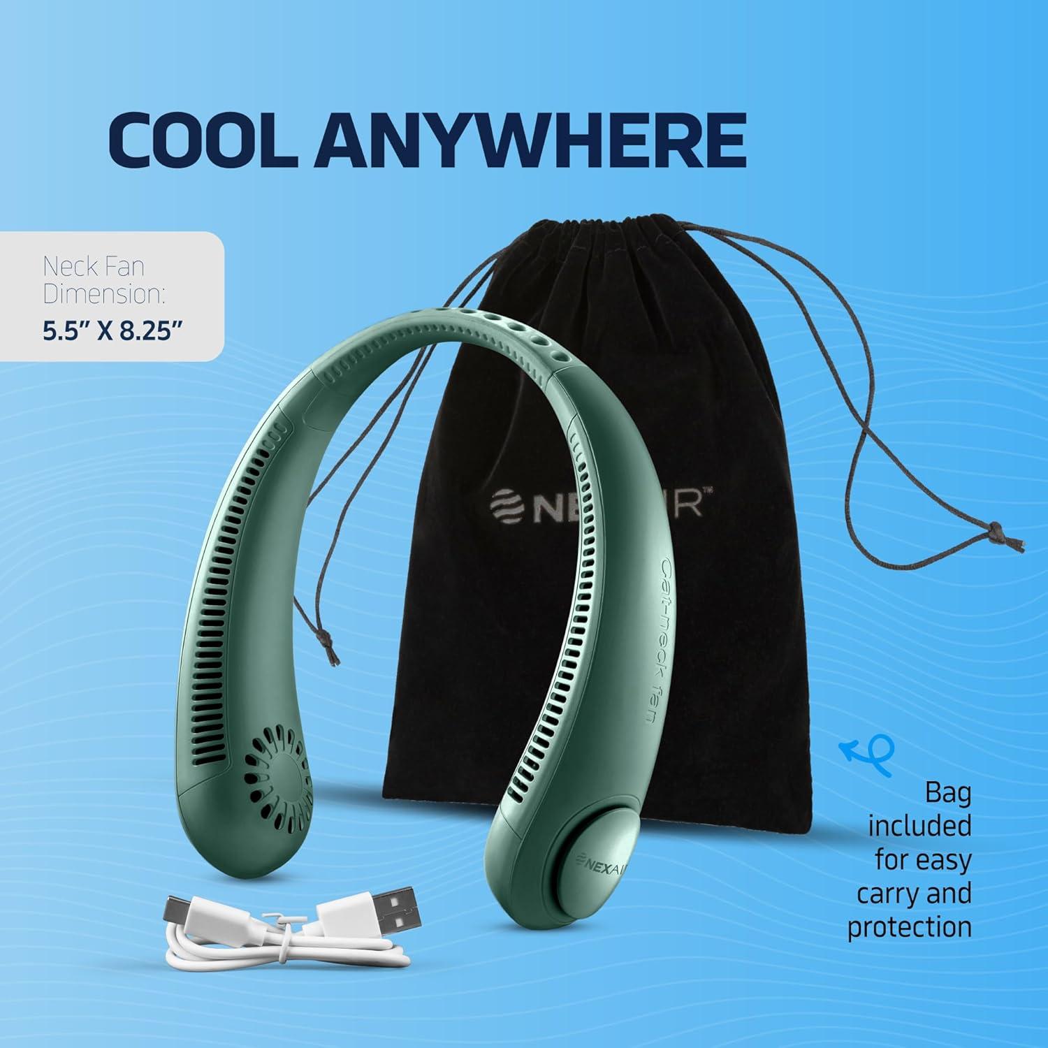 Ventilador de Cuello NEXAIR NF011-GR Verde Recargable 3 Velocidades