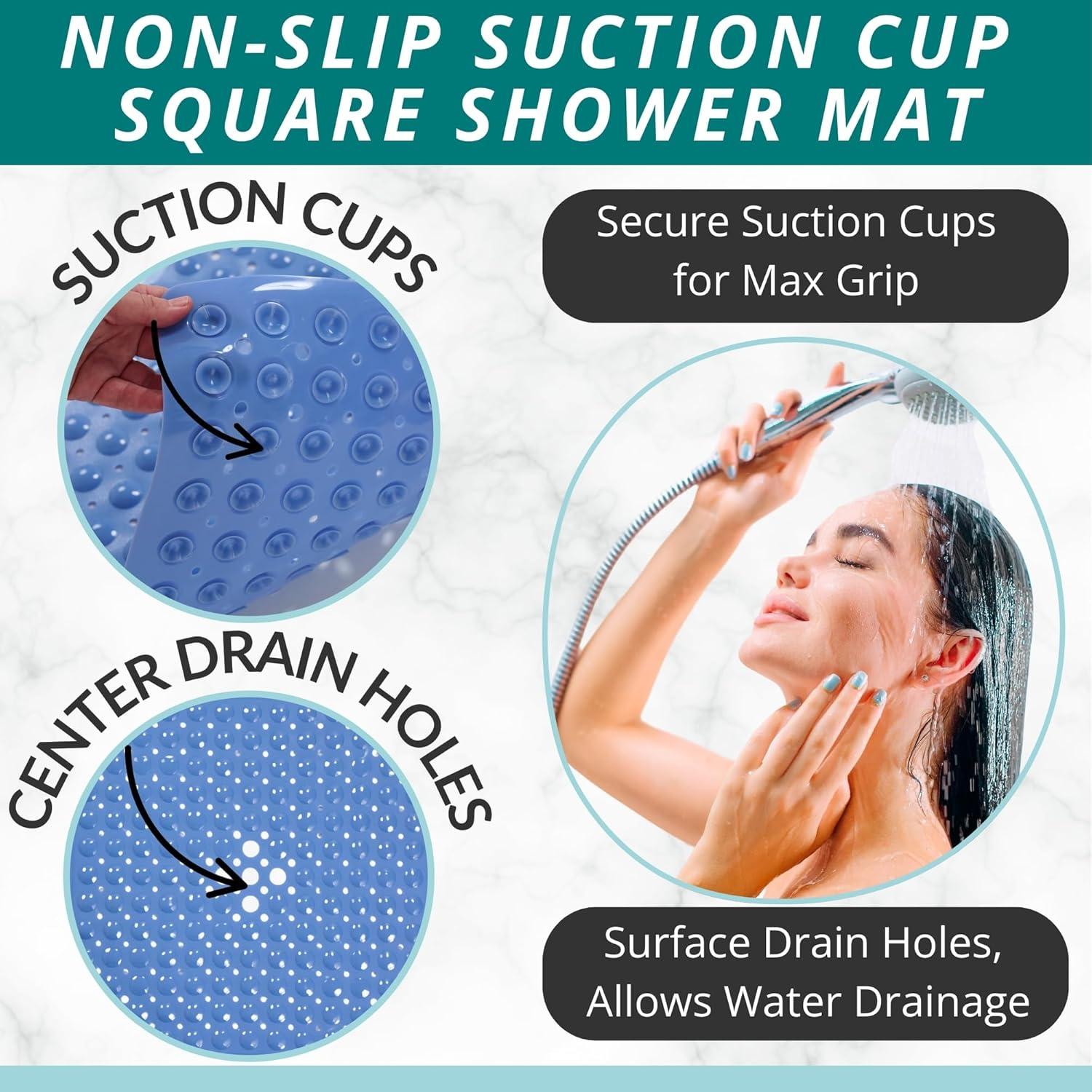 Alfombrilla de Ducha Antideslizante ENKOSI 53x53 cm Azul Aqua