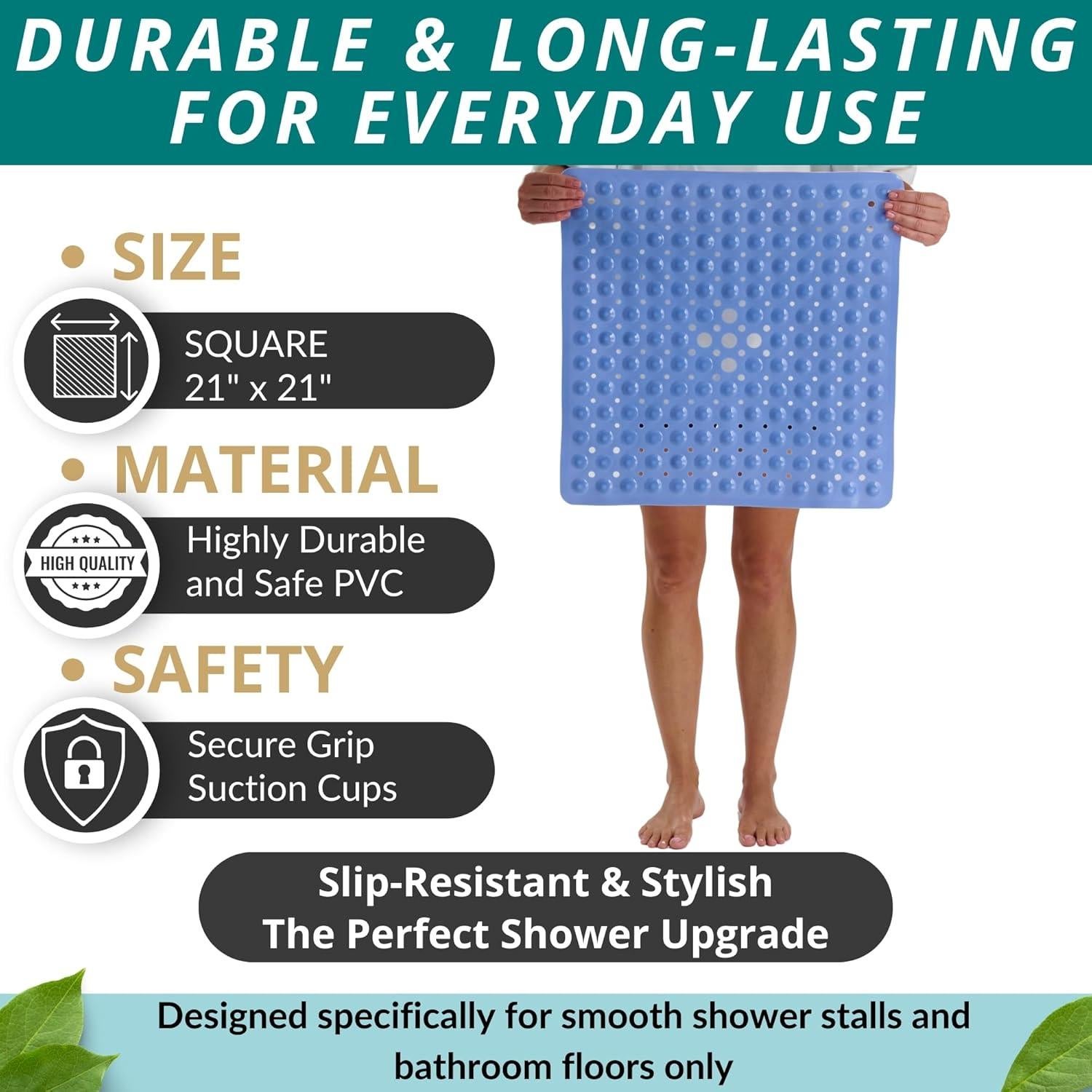 Alfombrilla de Ducha Antideslizante ENKOSI 53x53 cm Azul Aqua