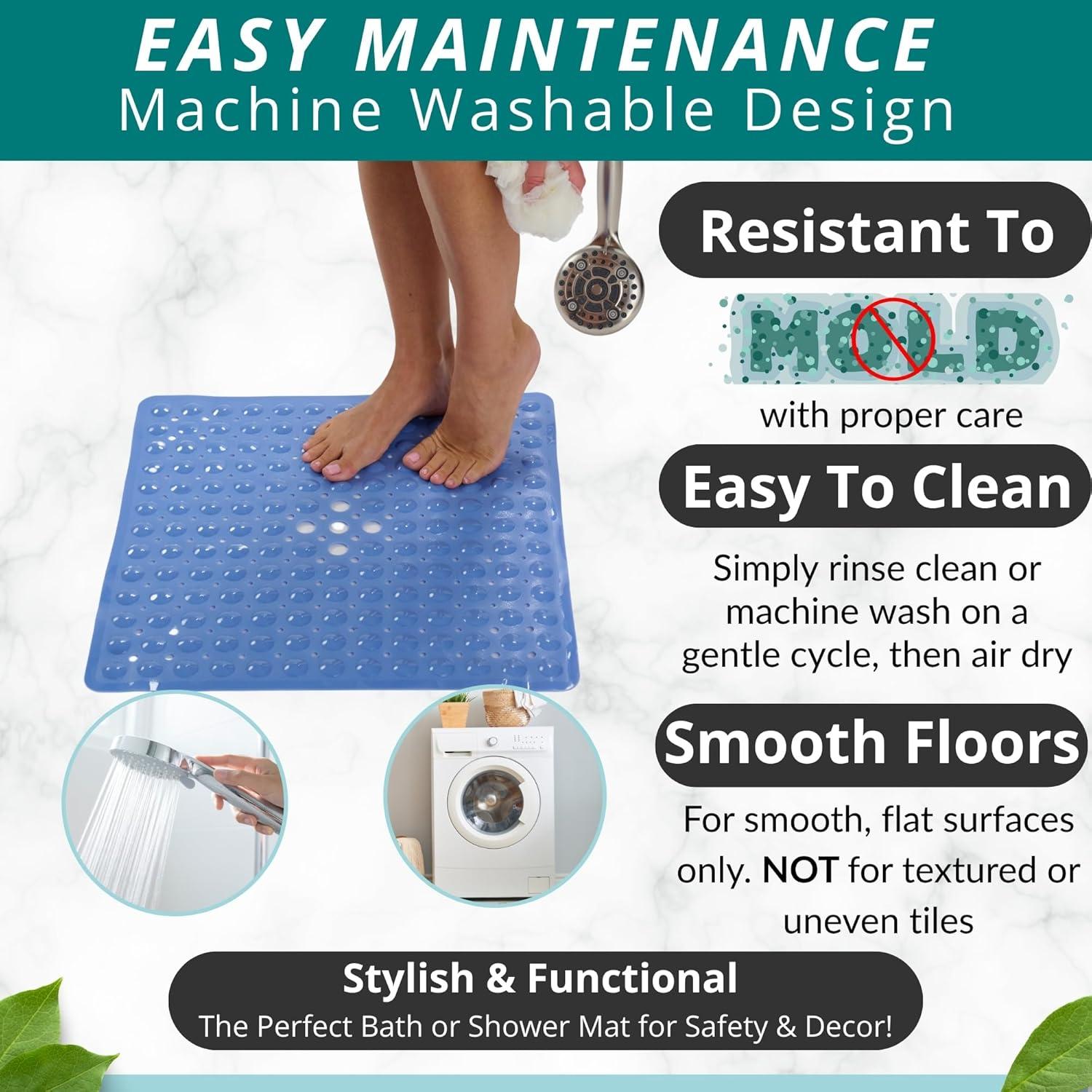 Alfombrilla de Ducha Antideslizante ENKOSI 53x53 cm Azul Aqua