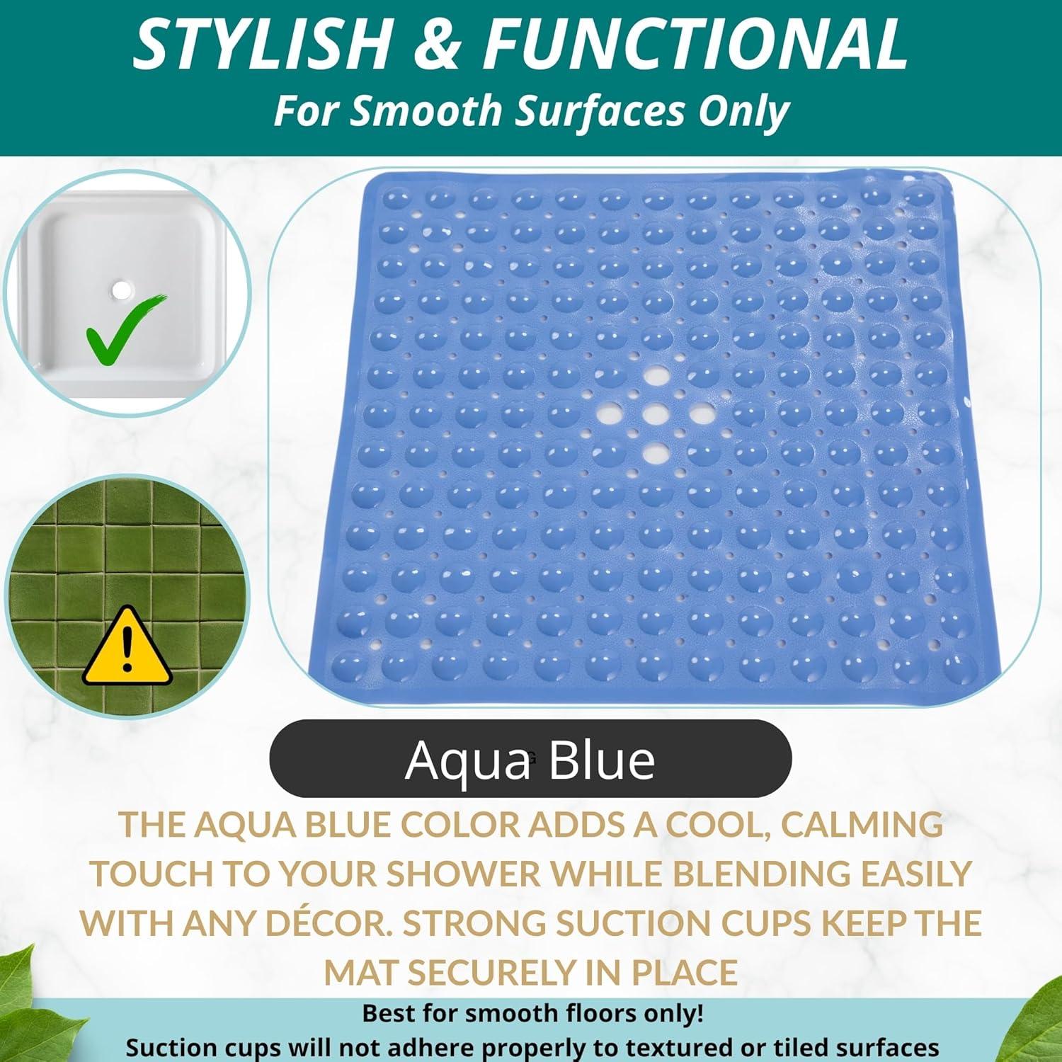 Alfombrilla de Ducha Antideslizante ENKOSI 53x53 cm Azul Aqua