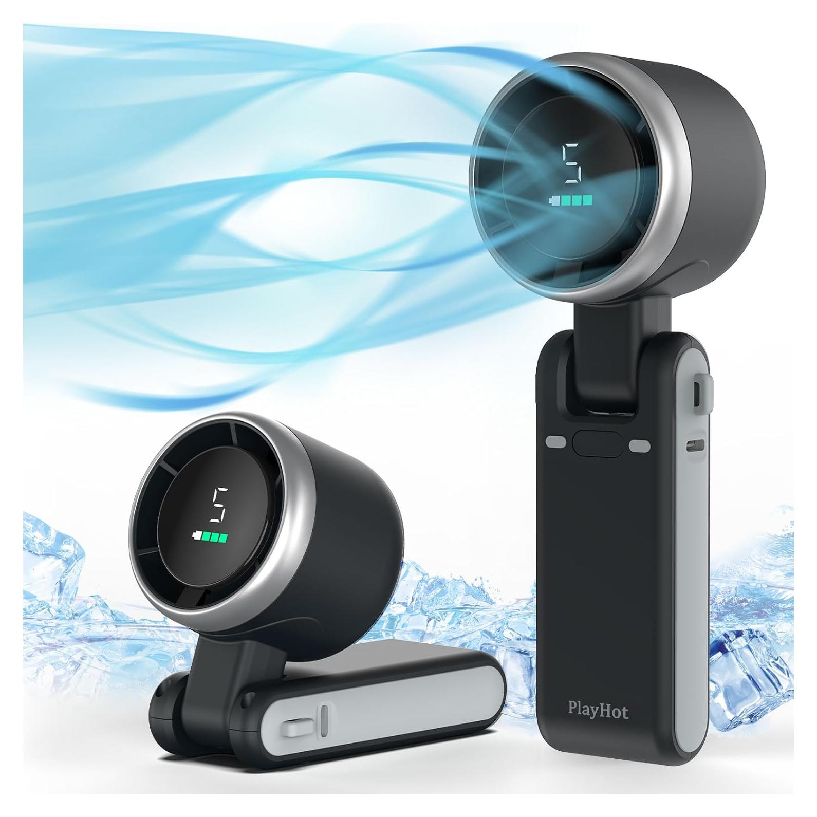 Ventilador Turbo Portátil PlayHot N607, 5 Velocidades, Recargable