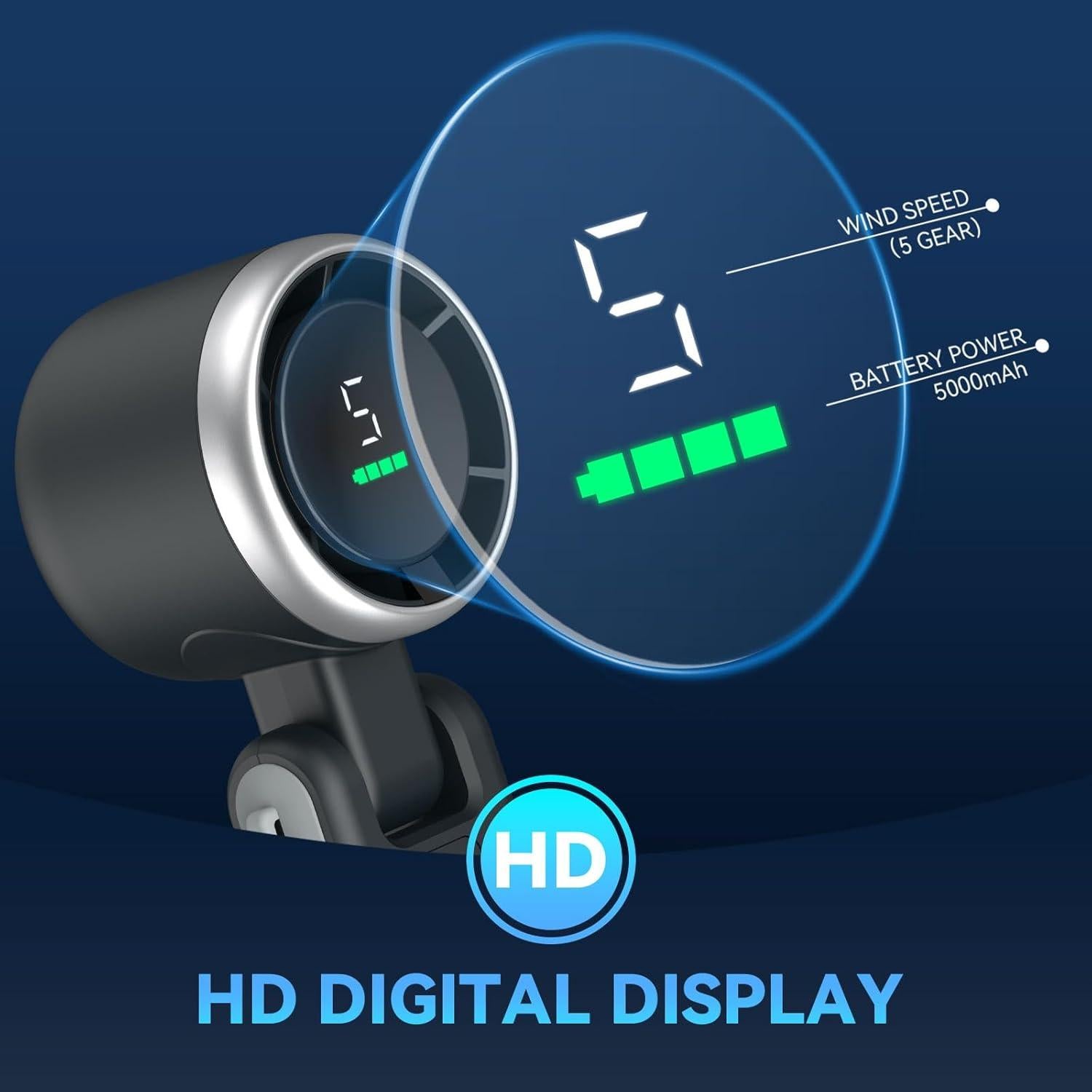 Ventilador Turbo Portátil PlayHot N607, 5 Velocidades, Recargable