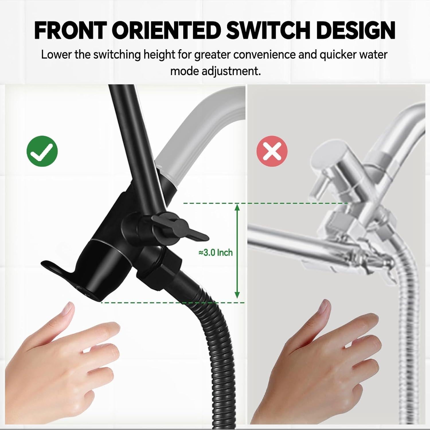 Cabezal de Ducha de Lluvia JFJIARUI 33 cm Alta Presión Negro Mate