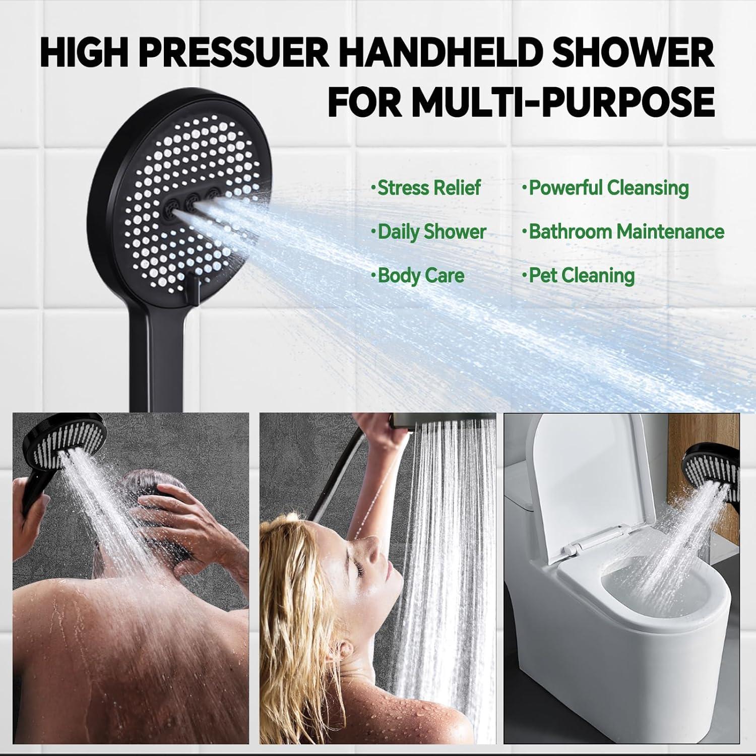 Cabezal de Ducha de Lluvia JFJIARUI 33 cm Alta Presión Negro Mate