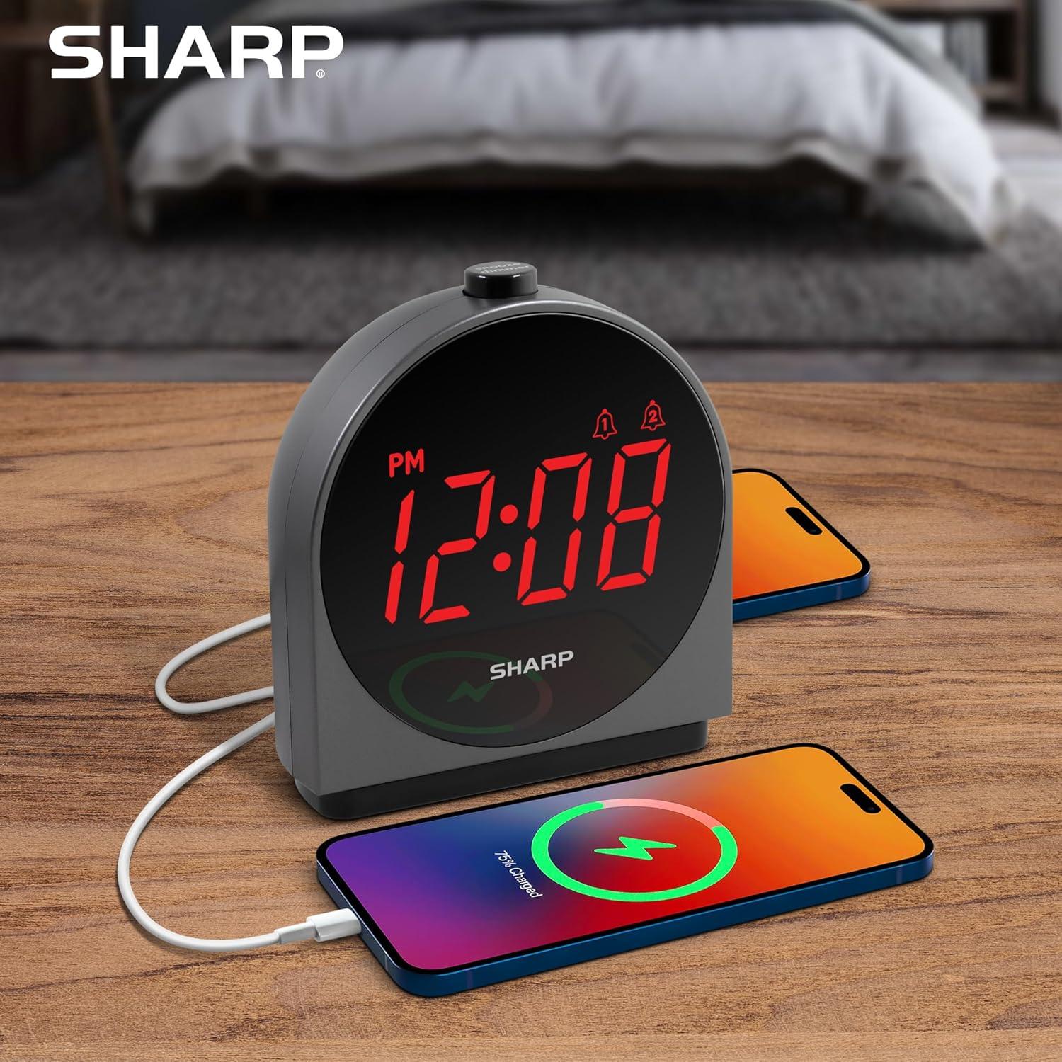 Reloj Despertador Sharp SPC5085C, 2 Alarmas, Carga USB