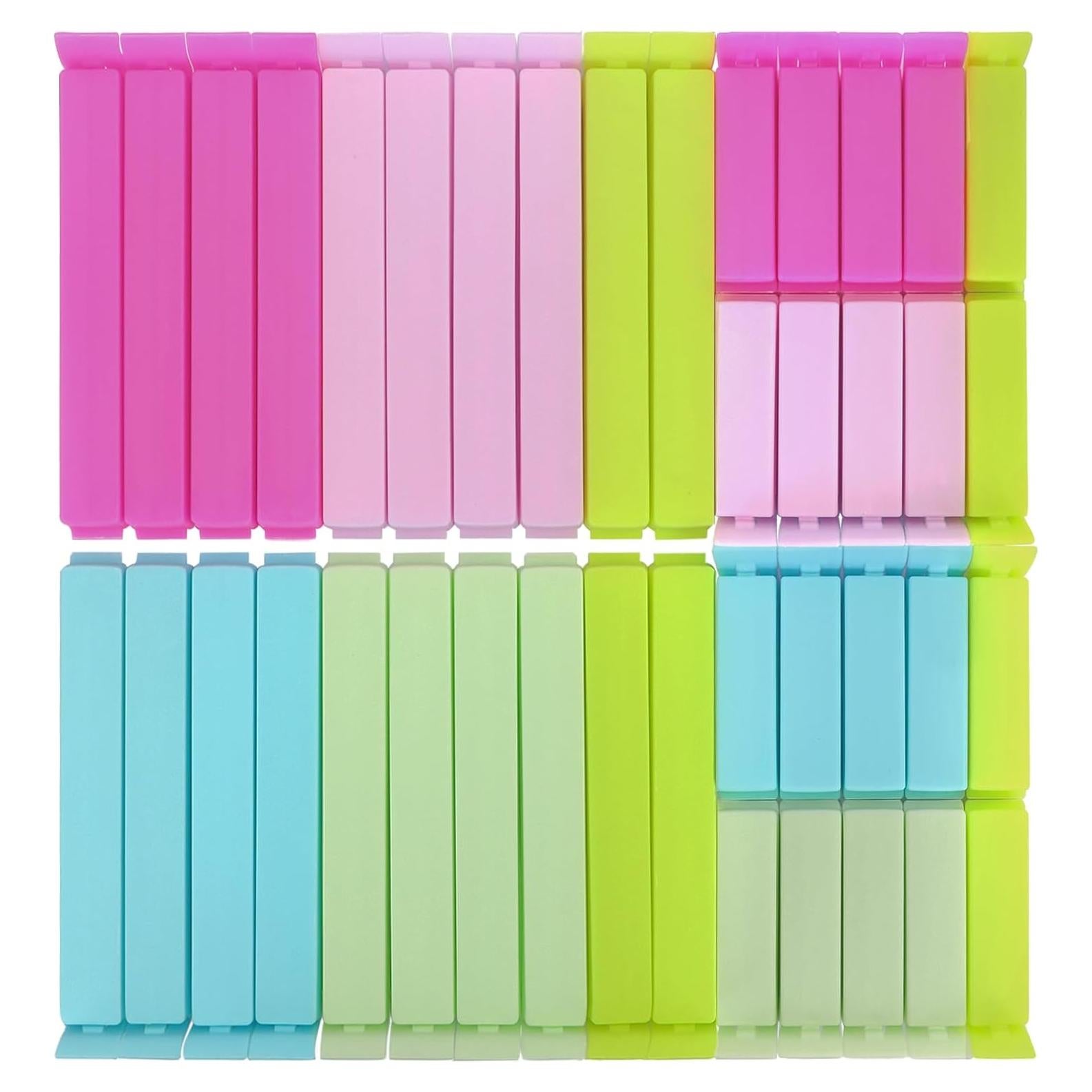 Zhtuck 40PCS Sealing Clip Bag Plastic Food Bag Clips Large Size Chip Clips Bag Clips Food Clips for Food Storage Kitchen and Home (4.3in x 20, 2.4in x20)