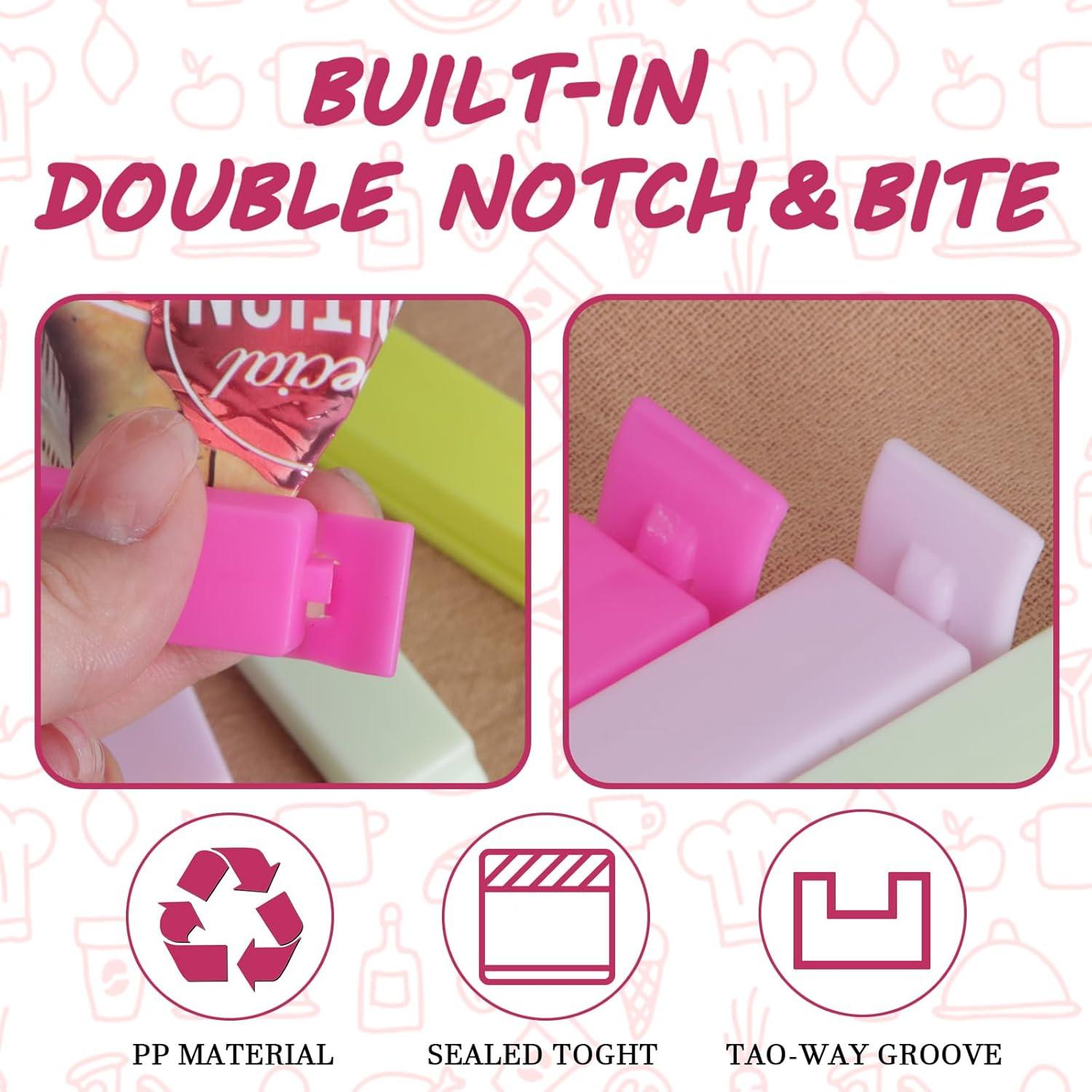 Zhtuck 40PCS Sealing Clip Bag Plastic Food Bag Clips Large Size Chip Clips Bag Clips Food Clips for Food Storage Kitchen and Home (4.3in x 20, 2.4in x20)