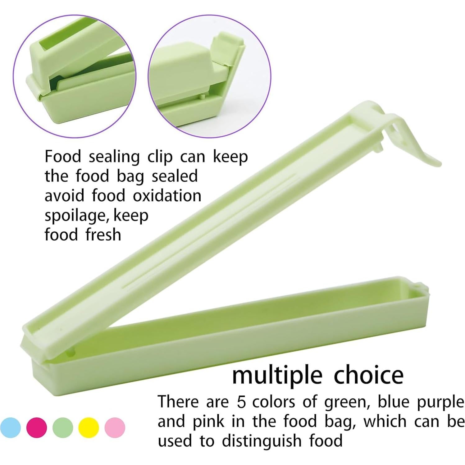 Zhtuck 40PCS Sealing Clip Bag Plastic Food Bag Clips Large Size Chip Clips Bag Clips Food Clips for Food Storage Kitchen and Home (4.3in x 20, 2.4in x20)