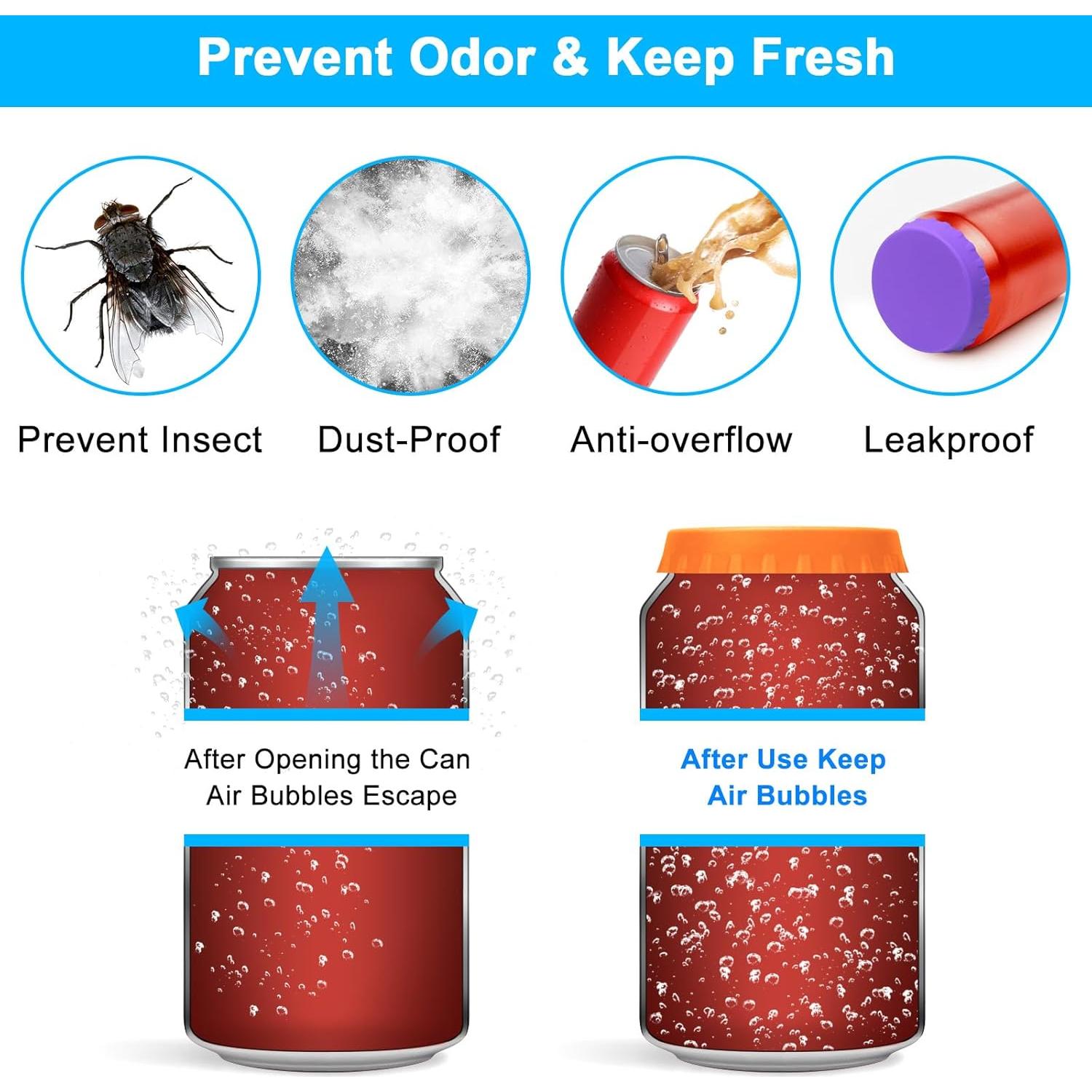 Paquete de 6 tapas de silicona MECHEER para latas estándar