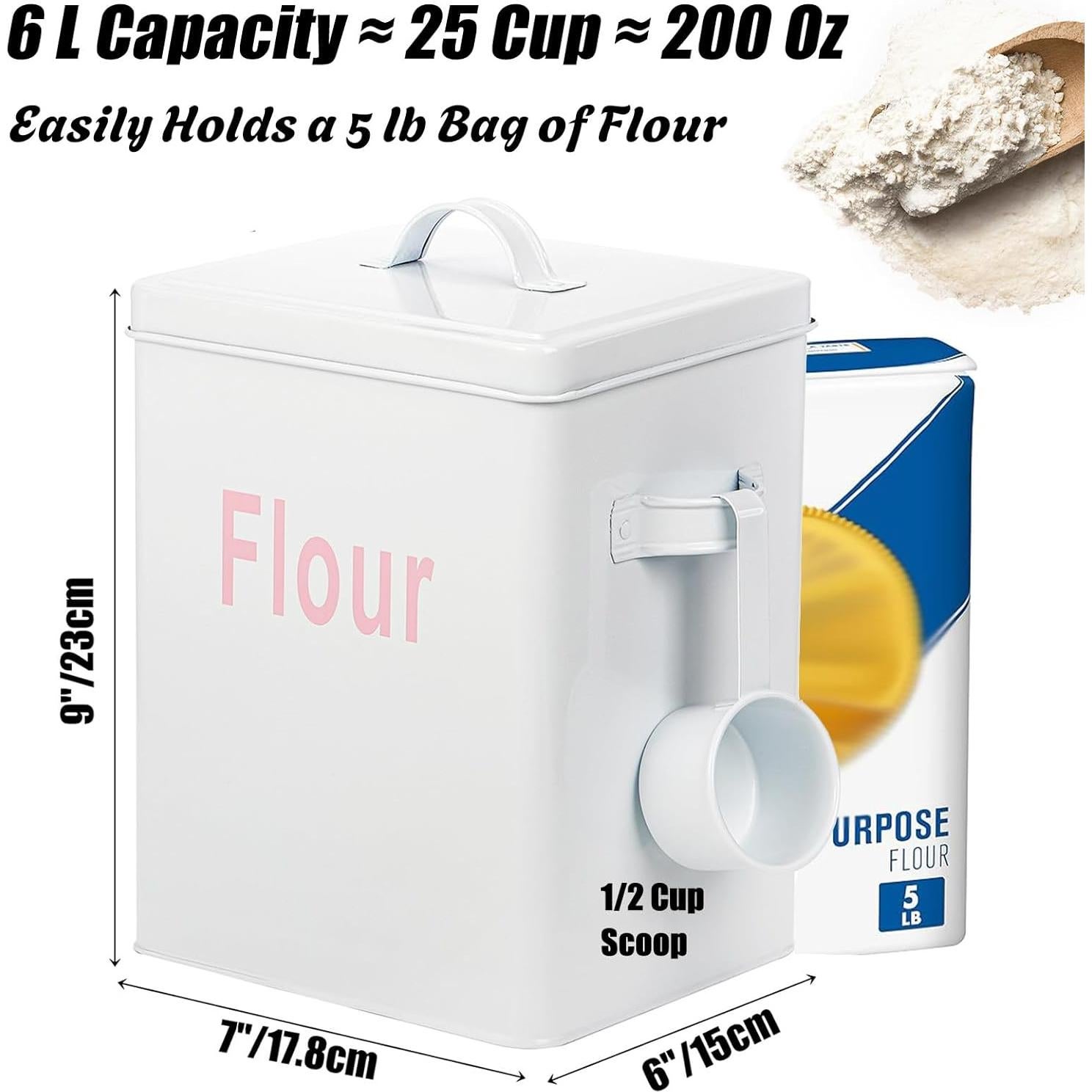 Contenedor de Almacenamiento de Harina YOUEON 5.68L Blanco Hermético