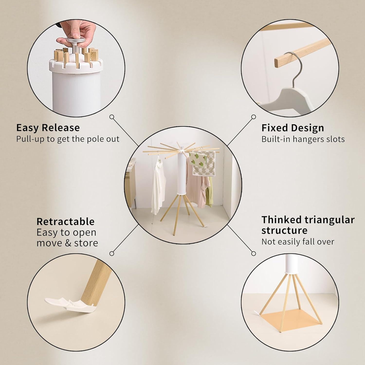 Estante Secar Ropa Plegable RFOUO 12 Varillas 3.5 kg