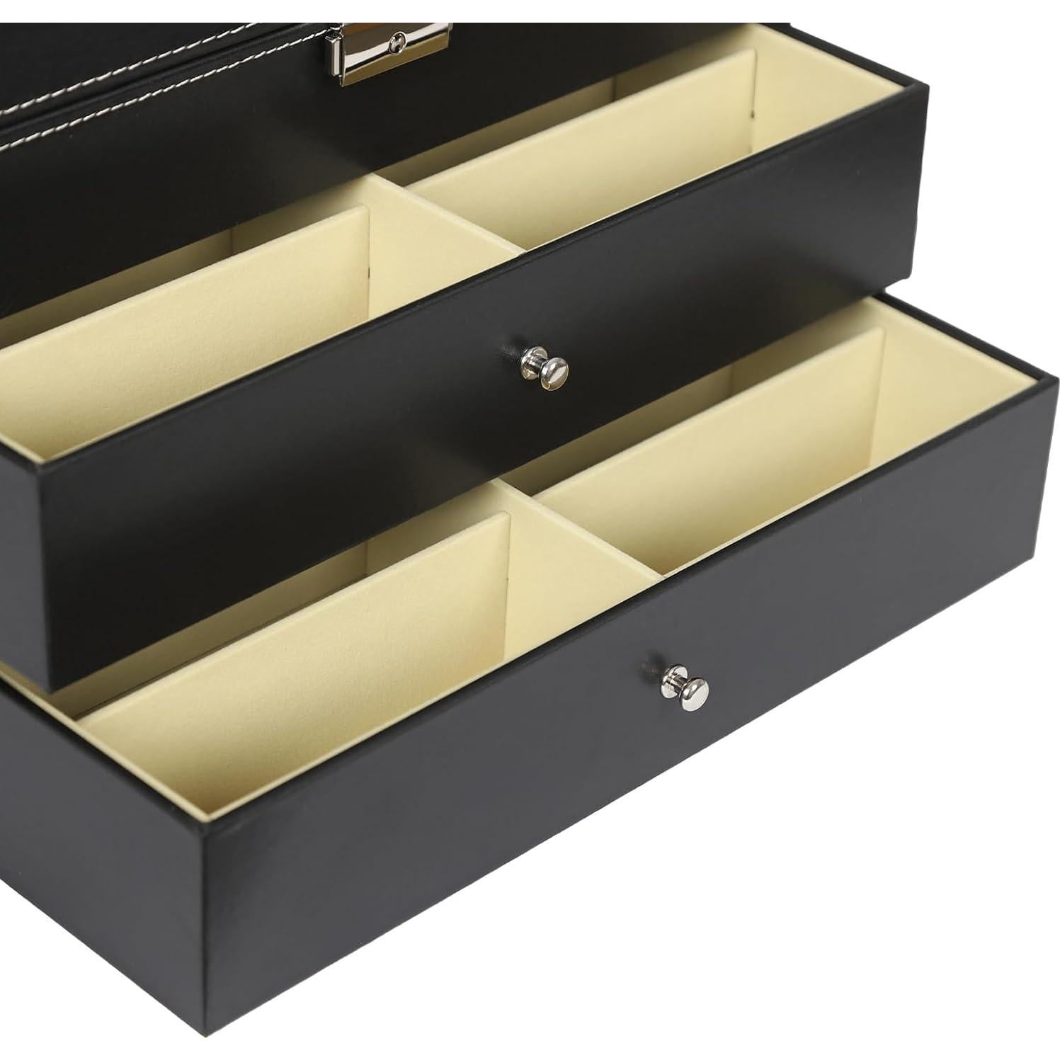 Organizador de Gafas de Sol con Tapa de Vidrio y Cerradura - Negro