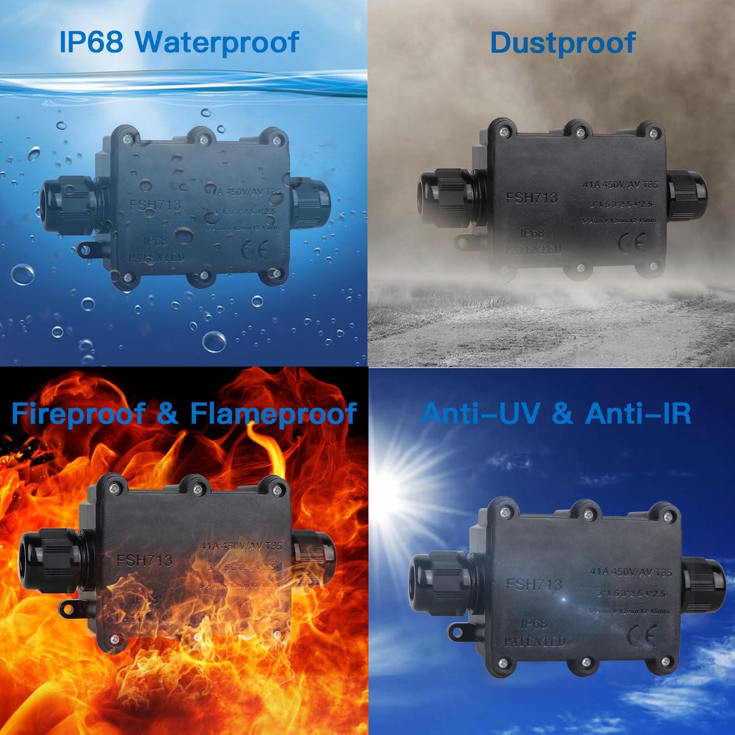 Caja de Conexiones Exterior Impermeable IP68 Helunsi - Negra