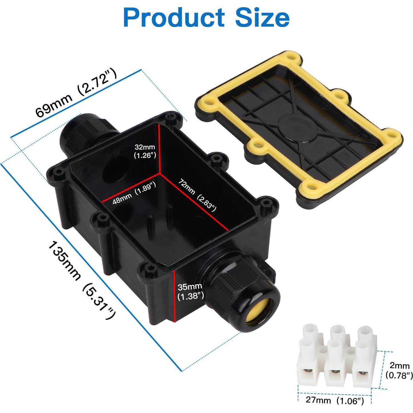 Caja de Conexiones Exterior Impermeable IP68 Helunsi - Negra