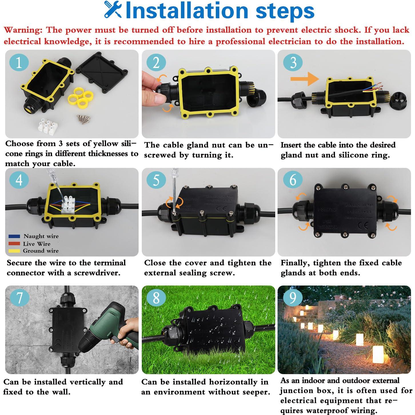 Caja de Conexiones Exterior Impermeable IP68 Helunsi - Negra