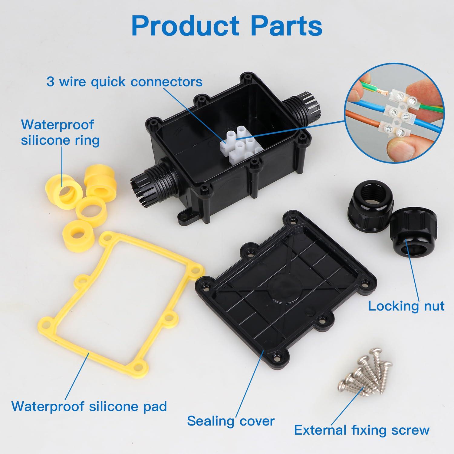 Caja de Conexiones Exterior Impermeable IP68 Helunsi - Negra