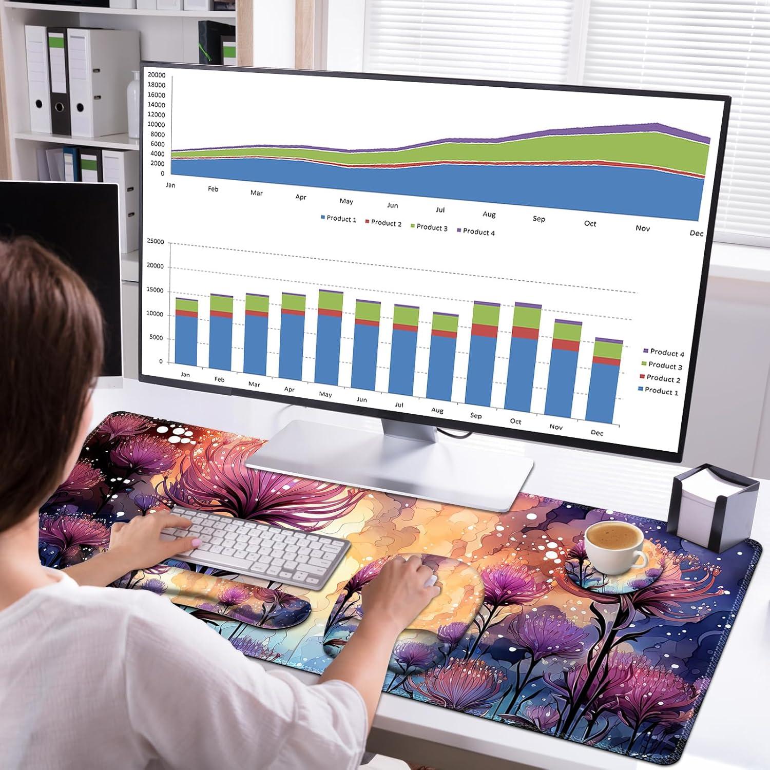 Alfombrilla de Ratón Grande NXZGO 4 en 1 Ergonómica 89.9x40.6cm