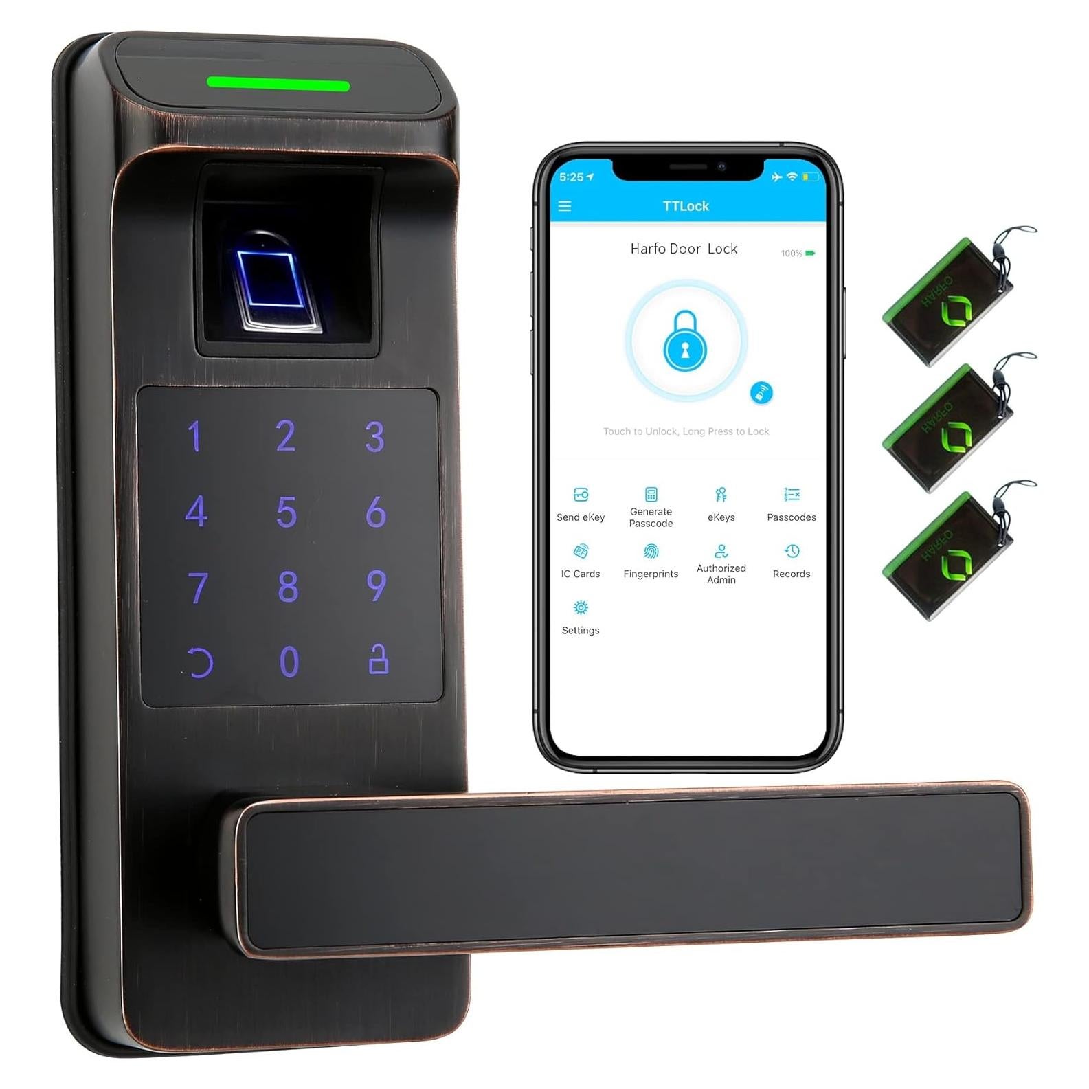 Cerradura Biométrica Harfo A01 con Huella Dactilar y APP