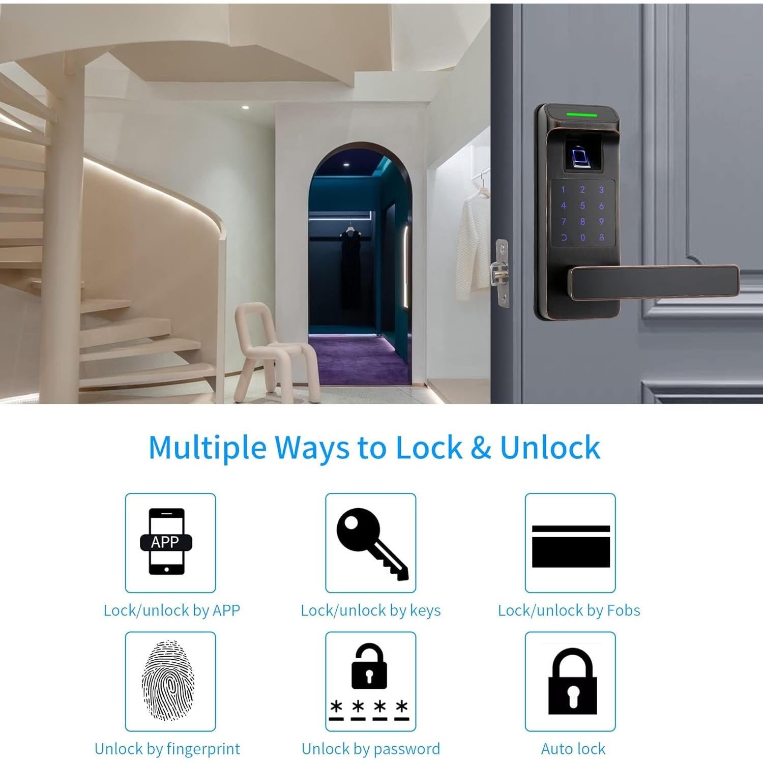 Cerradura Biométrica Harfo A01 con Huella Dactilar y APP