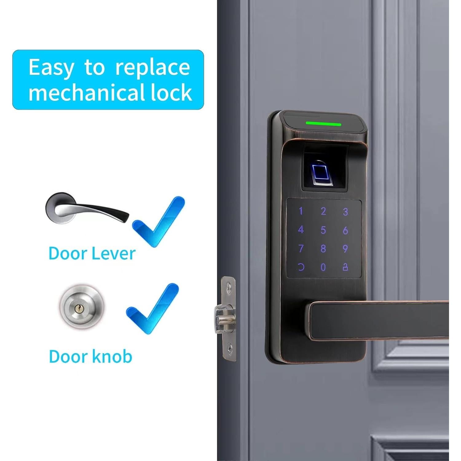 Cerradura Biométrica Harfo A01 con Huella Dactilar y APP