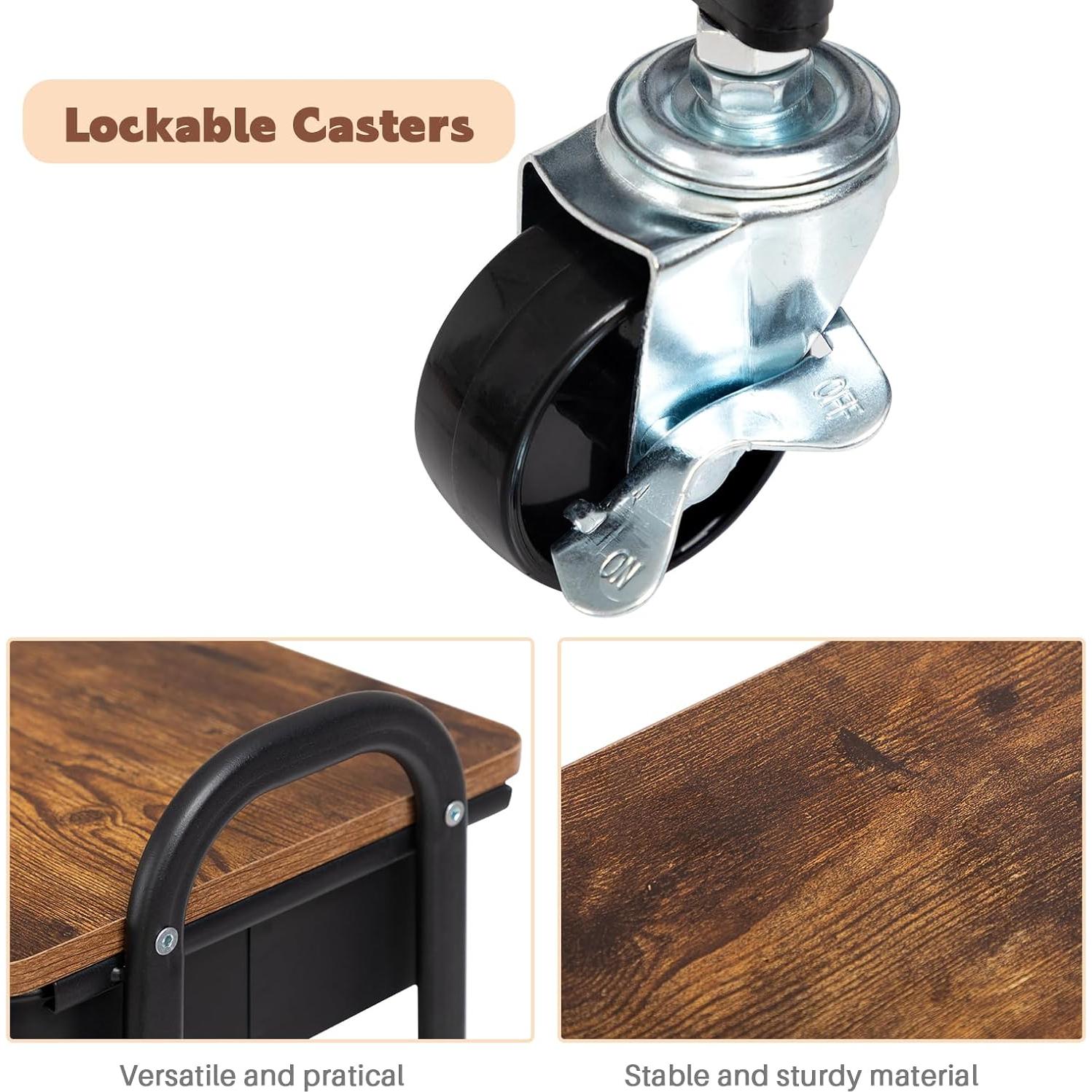 Carro de Maquillaje AGTEK Móvil 3 Niveles Negro con Ruedas