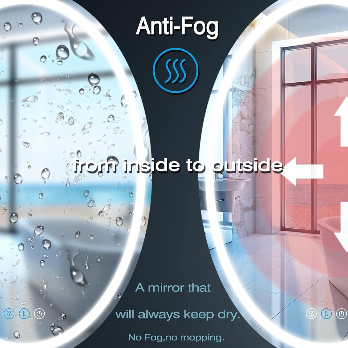 Espejo Ovalado LED DIDIDADA 76.2x50.8 cm Antivaho 3 Colores