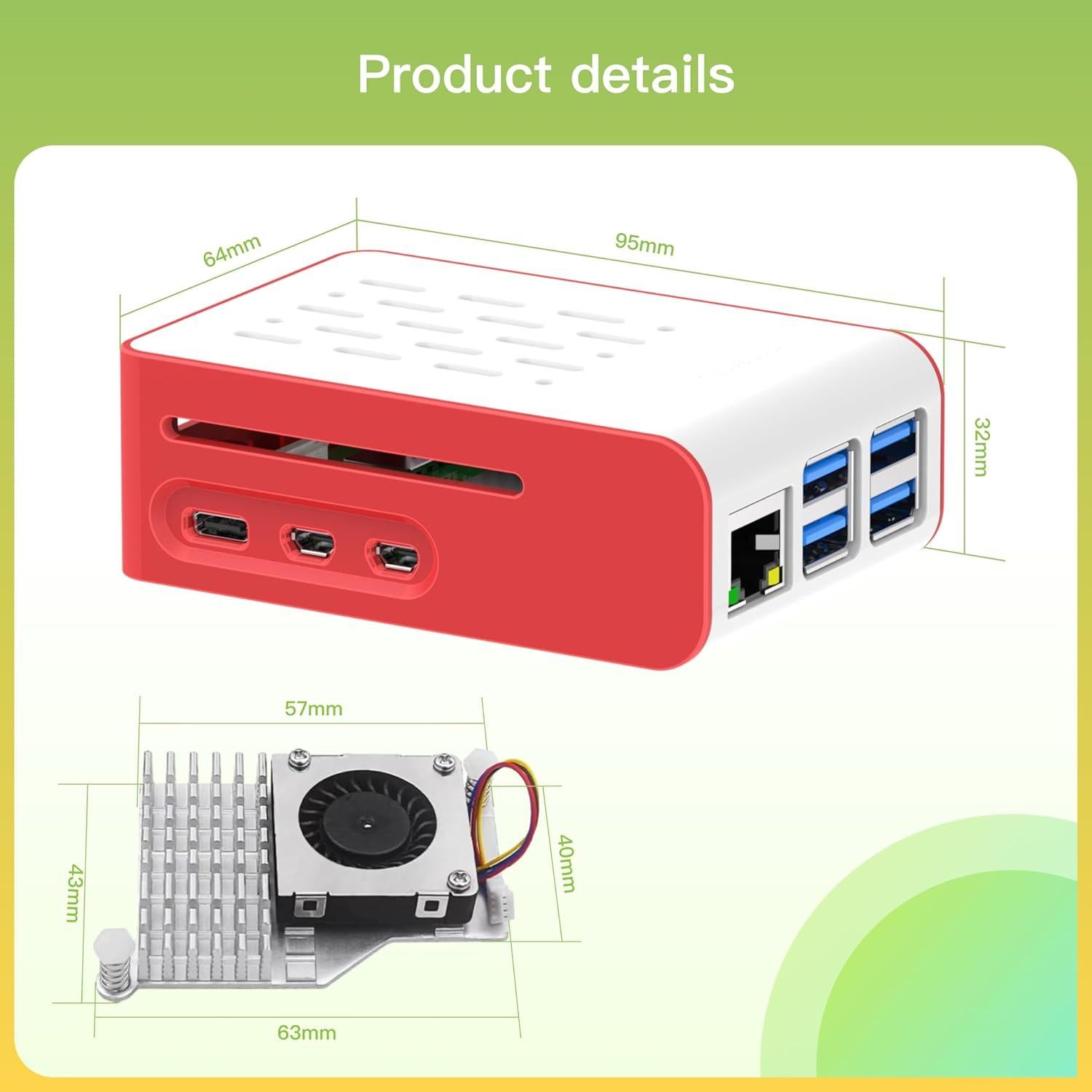 Kit Raspberry Pi 5 iRasptek 4GB con Caja y Enfriador Activo