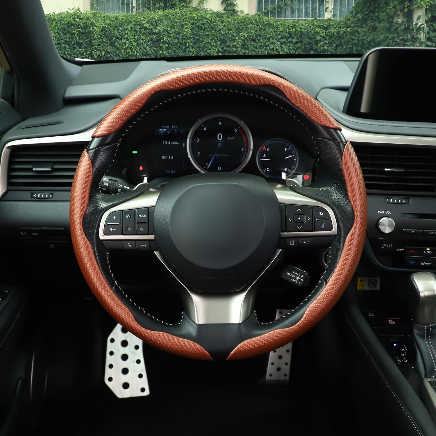 Funda de Volante Amiss 3pcs Fibra de Carbono Antideslizante