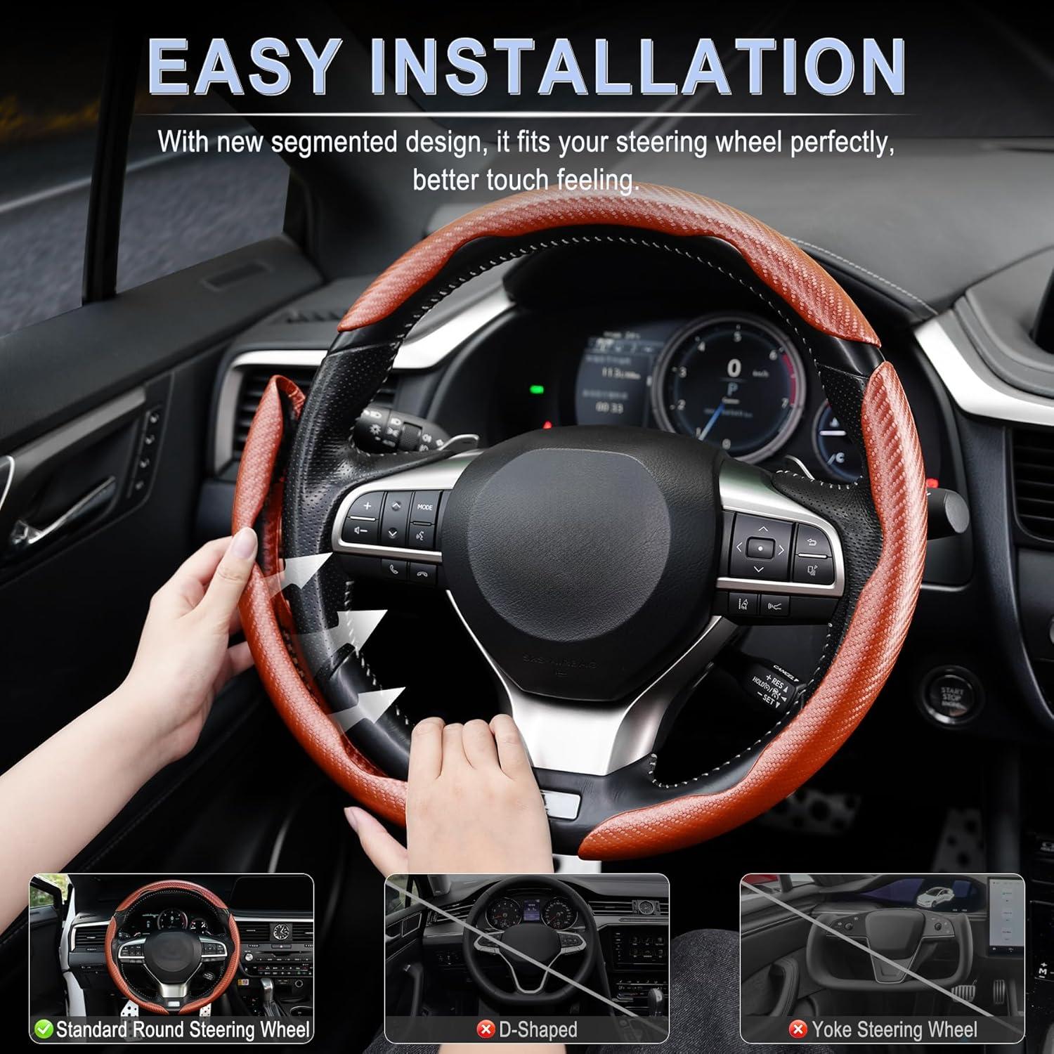 Funda de Volante Amiss 3pcs Fibra de Carbono Antideslizante