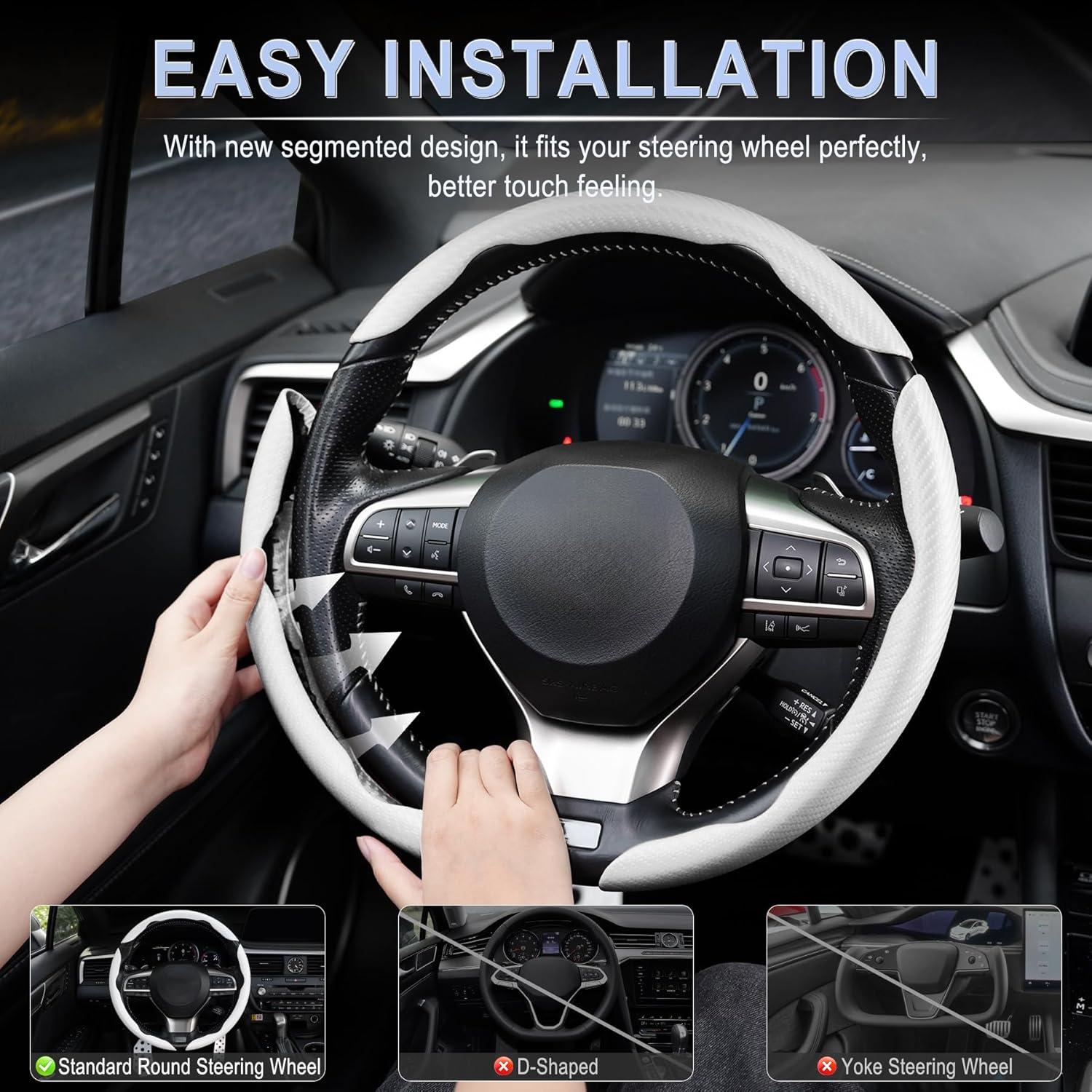 Funda de Volante Antideslizante Amiss 3pcs Blanco Universal