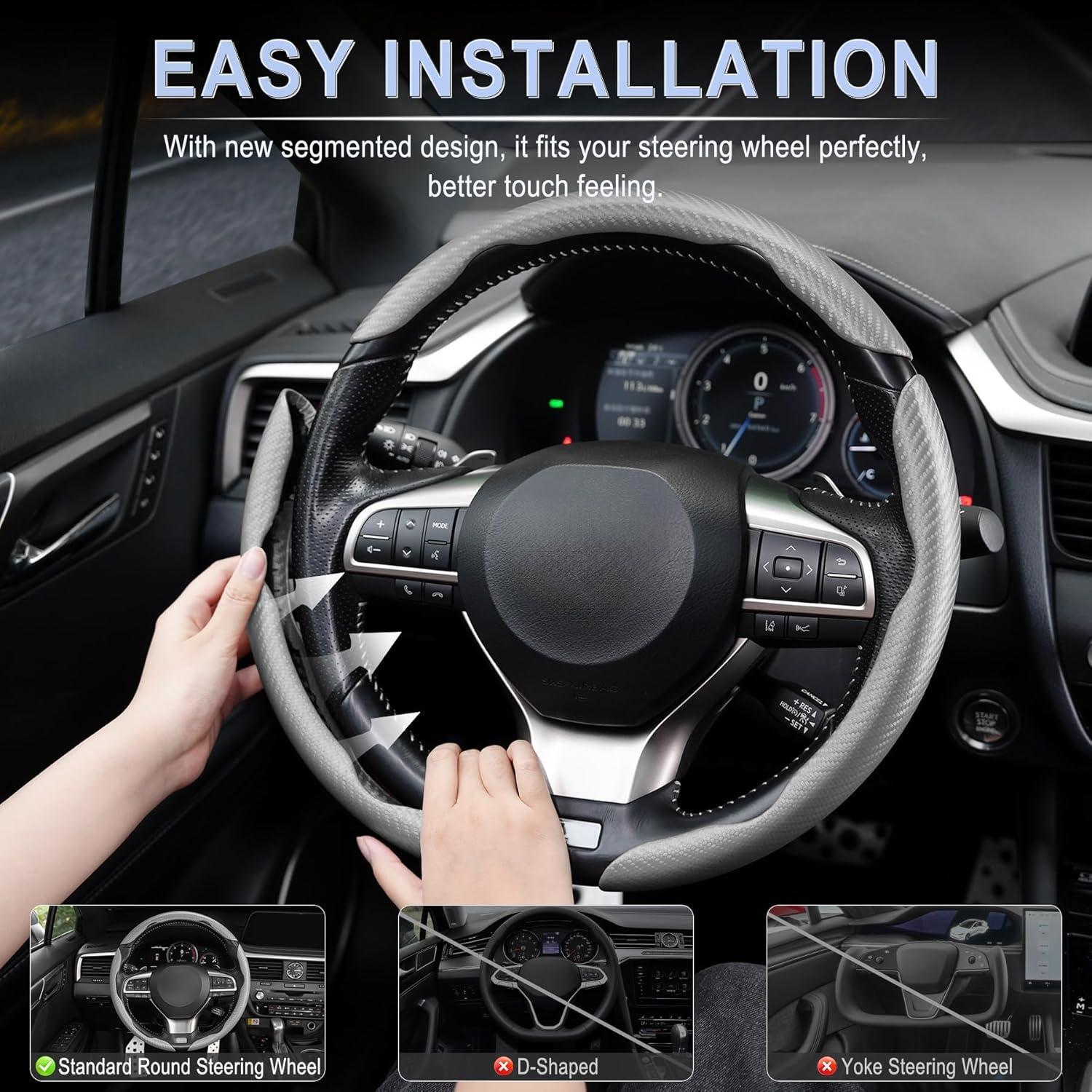 Funda de Volante Antideslizante Amiss 3pcs Gris Universal