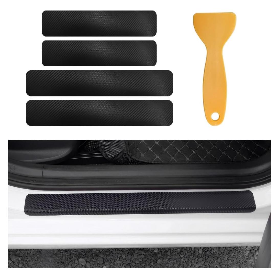 Protector de Umbral de Puerta de Coche Suvnie 4 PCS 3D Negro