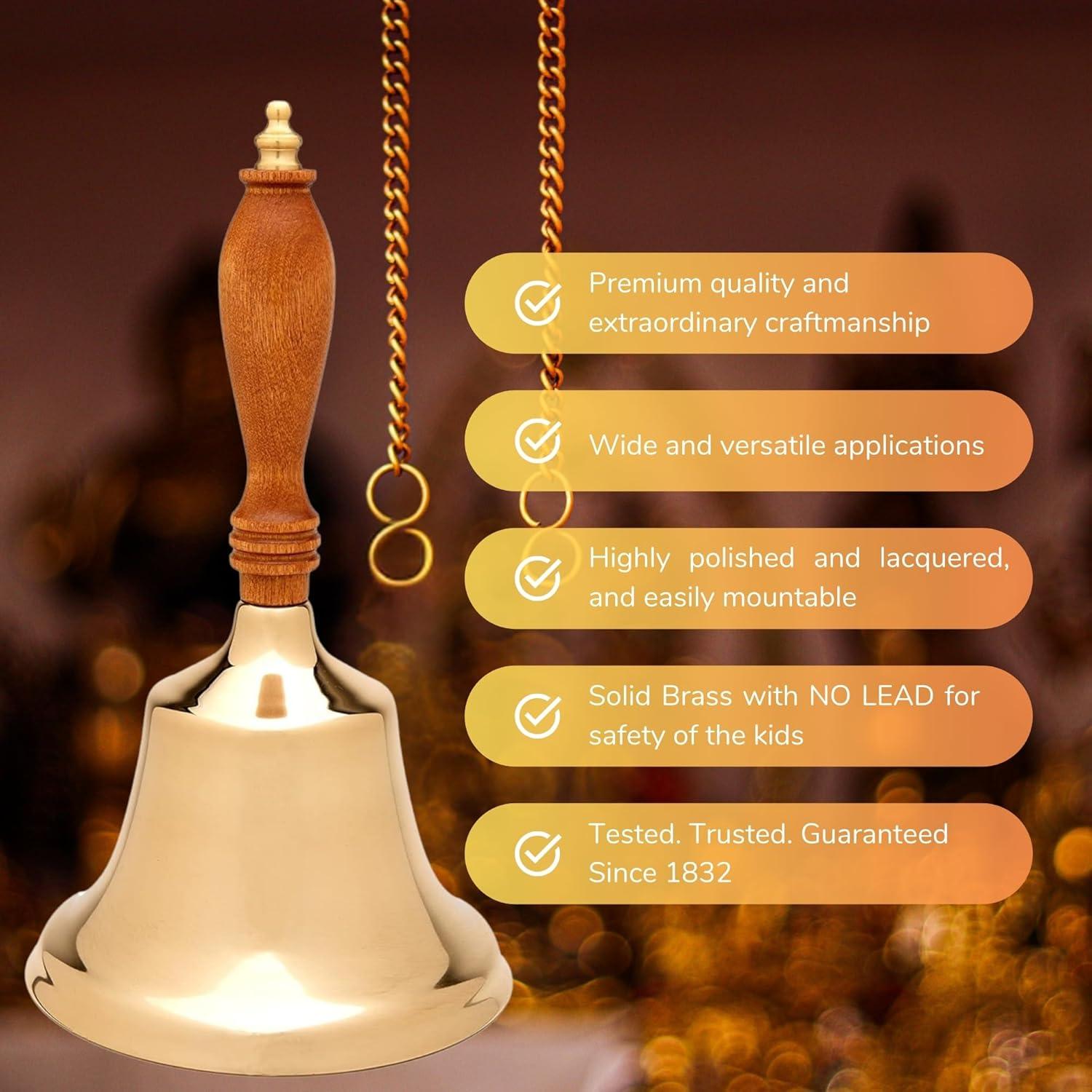 Campana de Mano de Latón Bevin Bells | 2HB | Mango de Madera