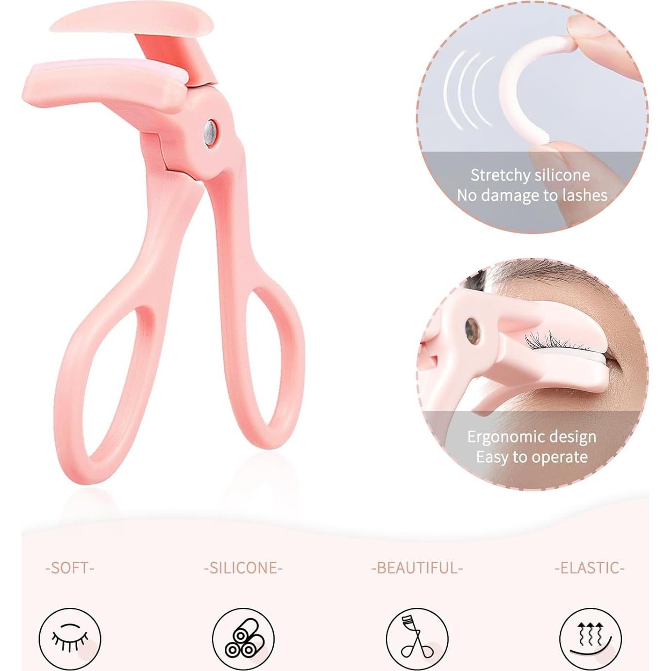 Rizador de Pestañas BD Rosa con 2 Almohadillas de Silicona