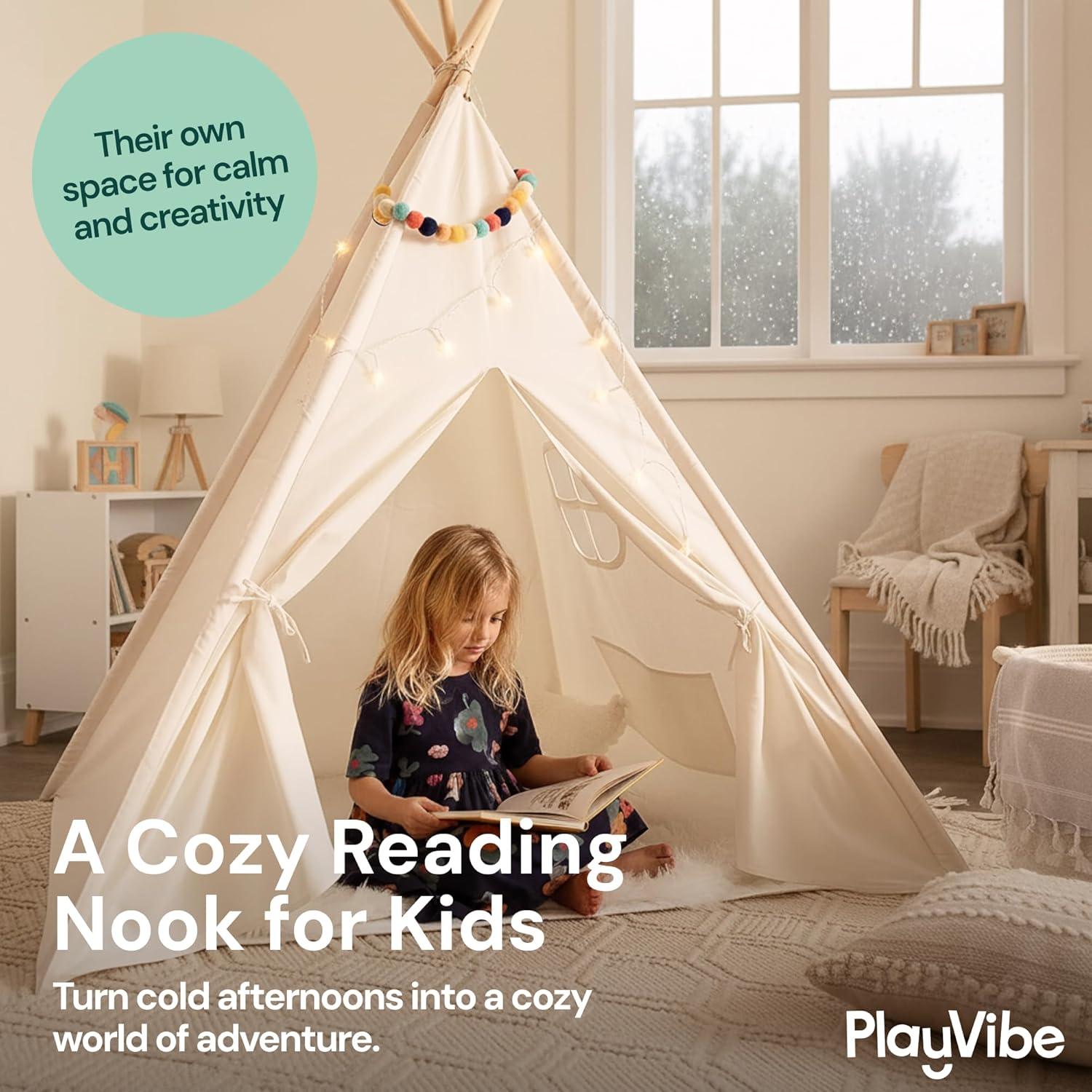 Tienda Teepee PLAYVIBE con Luces LED - Casa de Juegos 122x122 cm