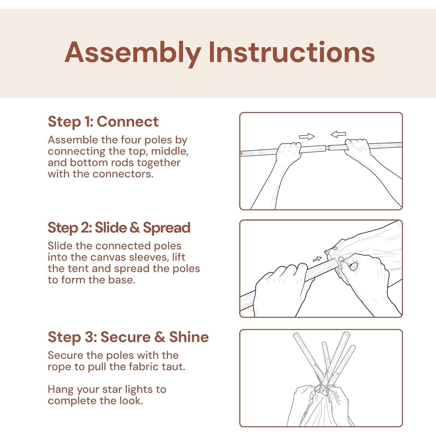 Tienda Teepee PLAYVIBE con Luces LED - Casa de Juegos 122x122 cm