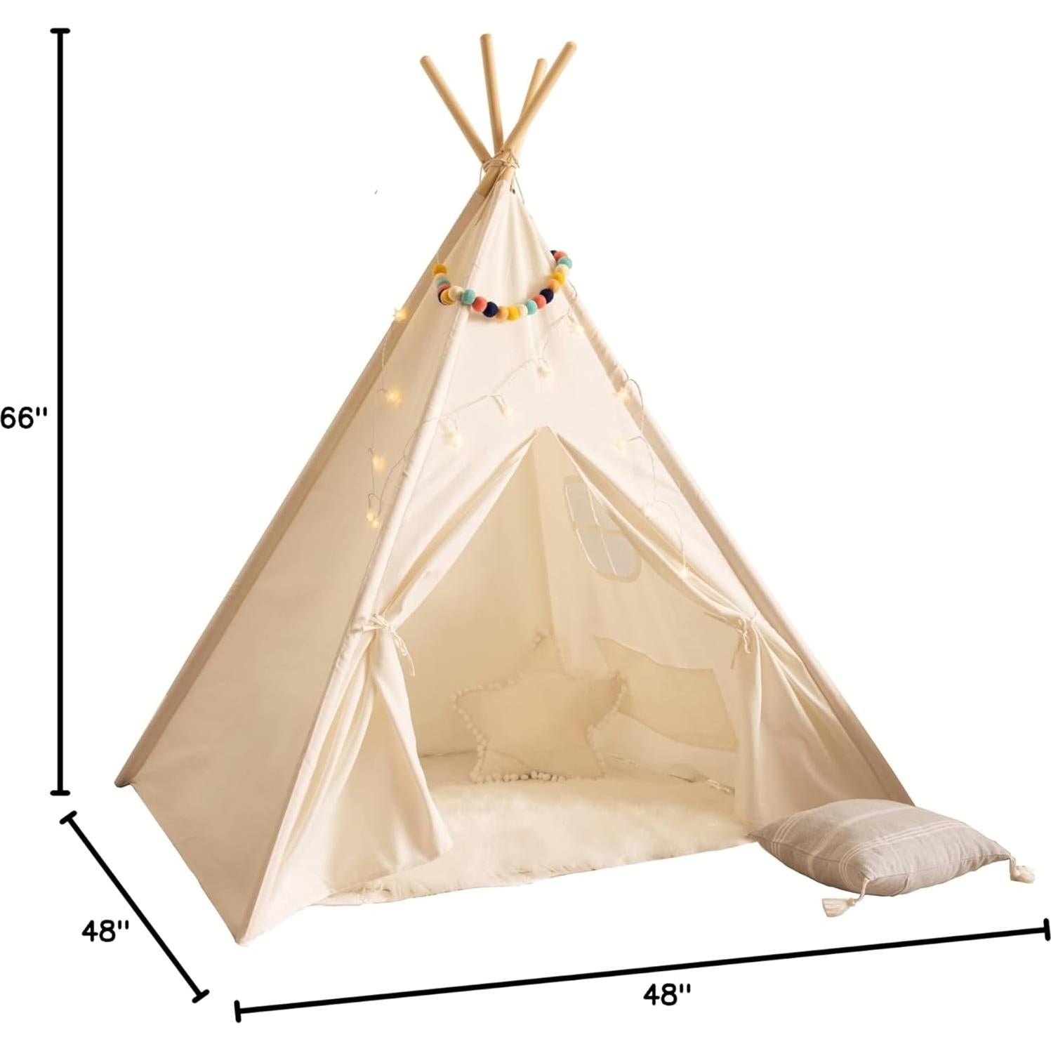 Tienda Teepee PLAYVIBE con Luces LED - Casa de Juegos 122x122 cm