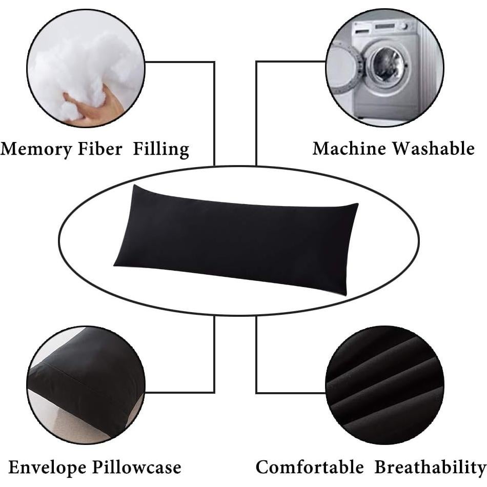 Cojín Corporal ELNIDO QUEEN Negro 50.8x137.2 cm Suave