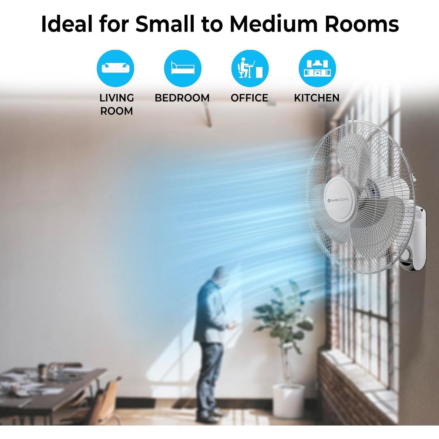 Ventilador de Pared Comfort Zone CZ16W 3 Velocidades 40,64 cm