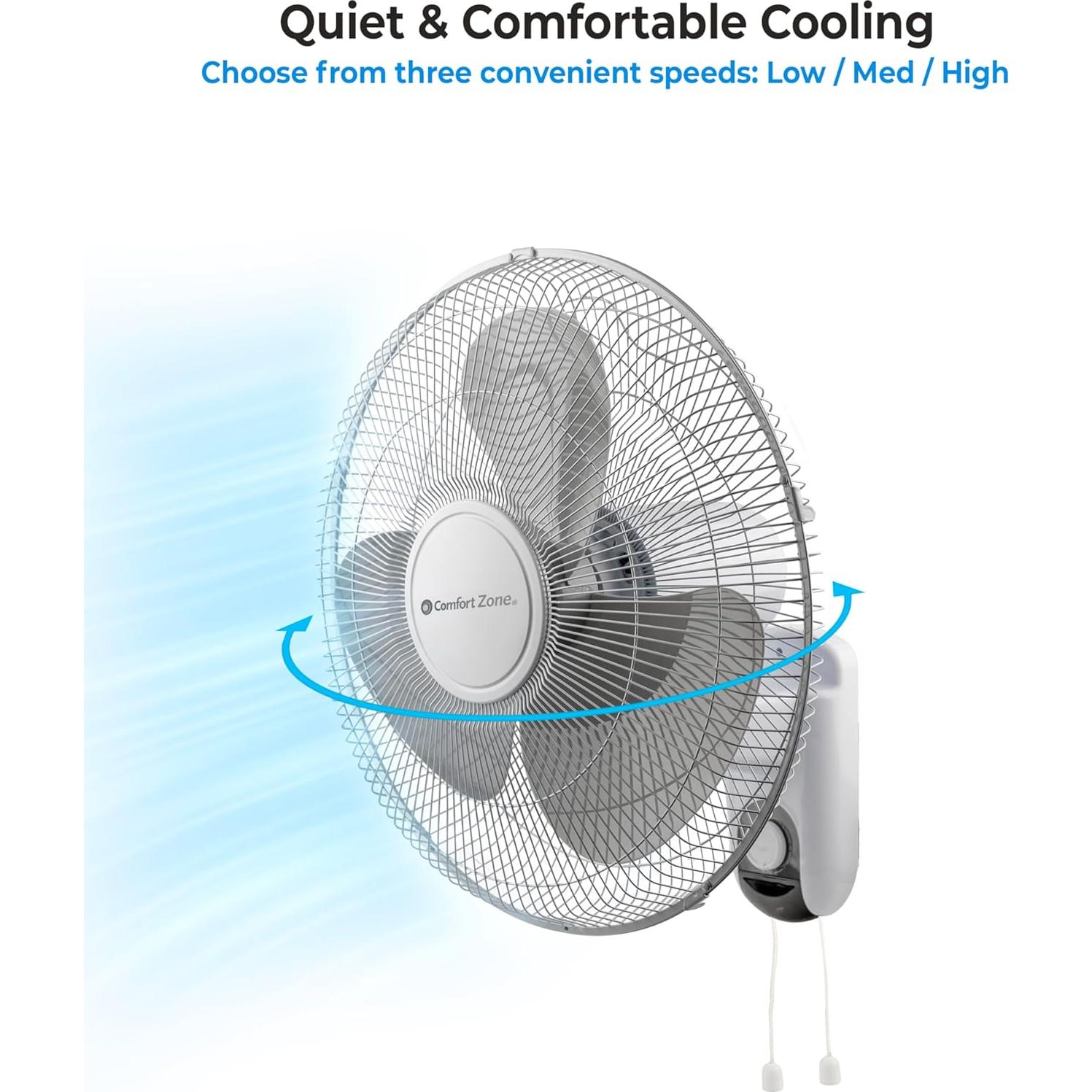 Ventilador de Pared Comfort Zone CZ16W 3 Velocidades 40,64 cm