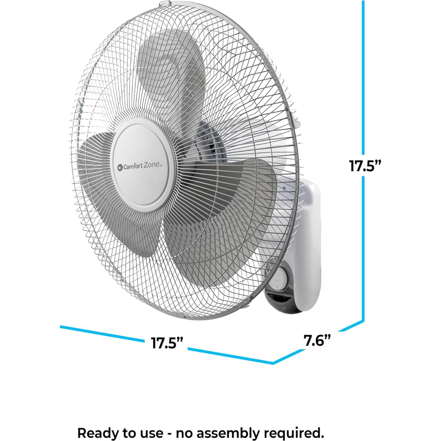 Ventilador de Pared Comfort Zone CZ16W 3 Velocidades 40,64 cm