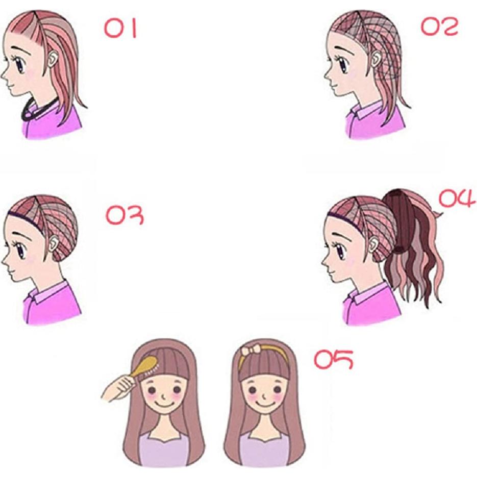 Peluca Ondulada Pastel Anfei para Mujeres 68 cm Negra