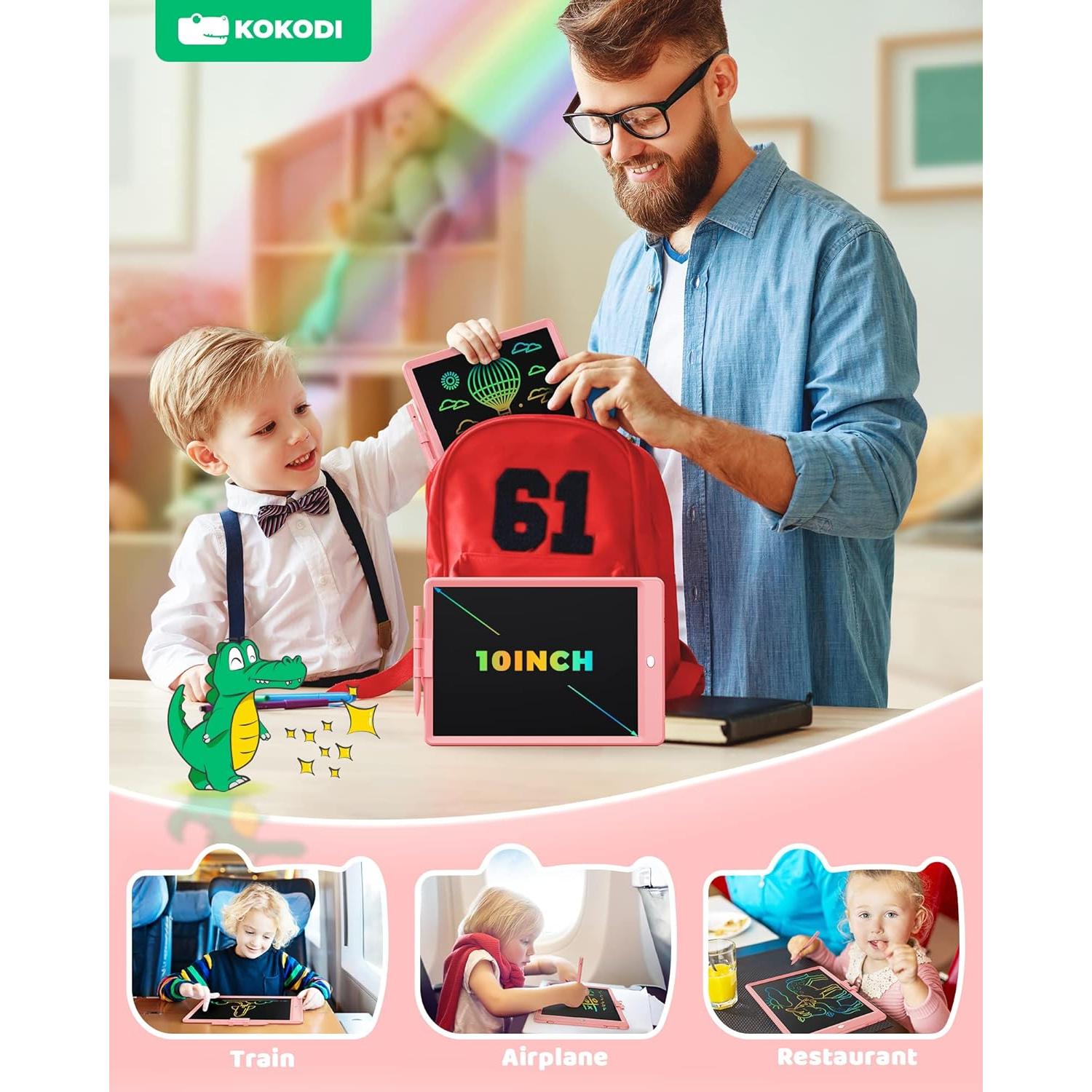 Tableta de Escritura LCD KOKODI 10" Rosa Borrable para Niños