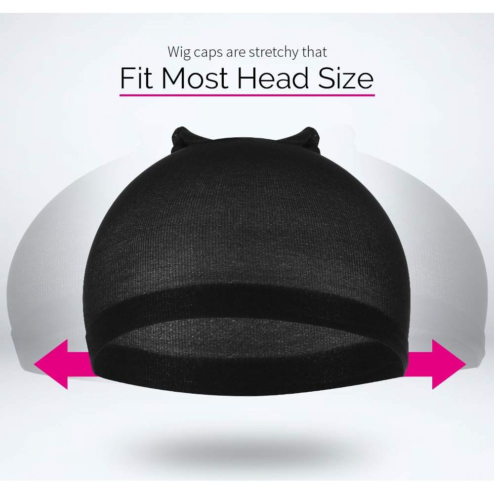 FANDAMEI Tapa de Peluca de Nylon 4 Piezas Color Negro