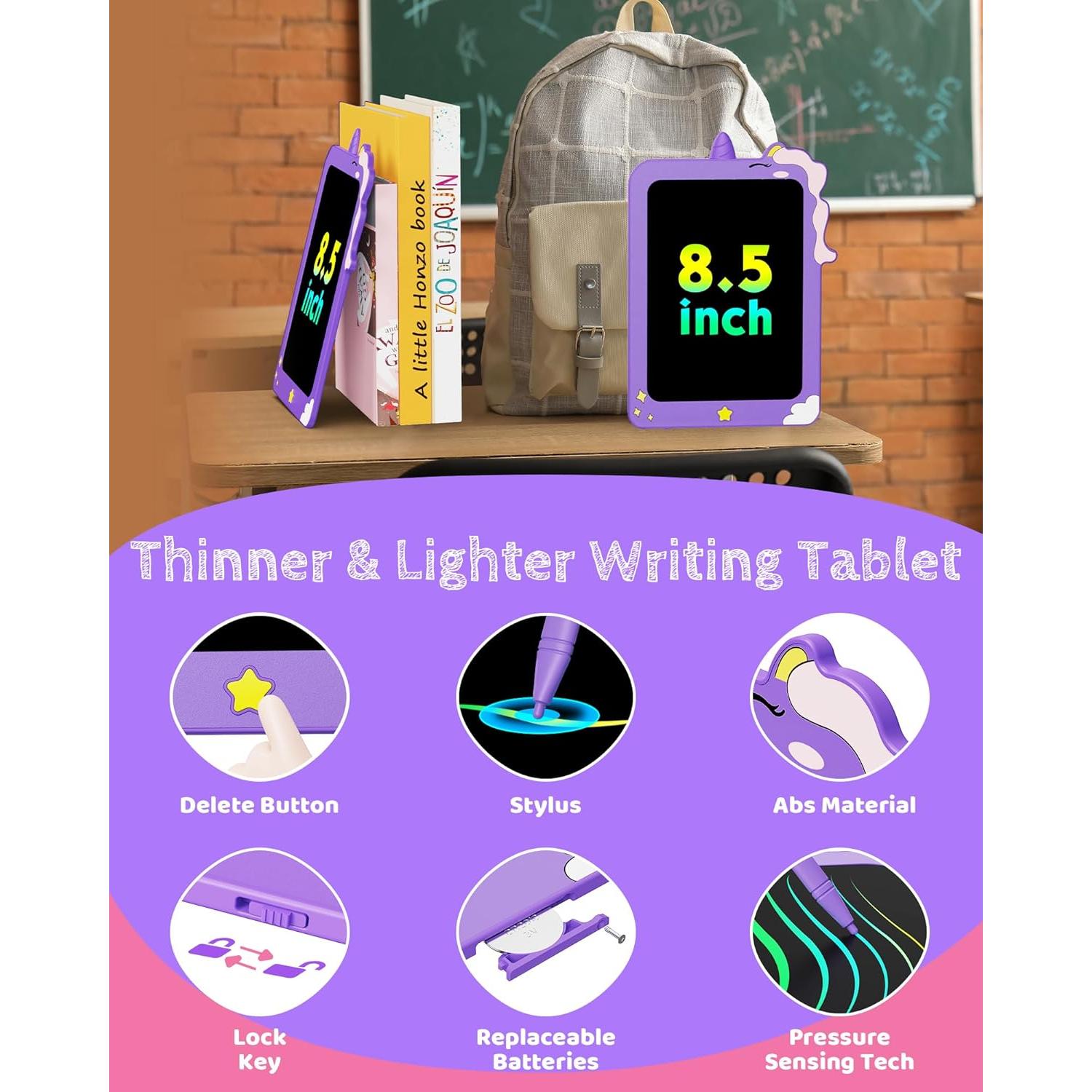 Tableta de Dibujo LCD TEKFUN 8.5" Púrpura para Niños