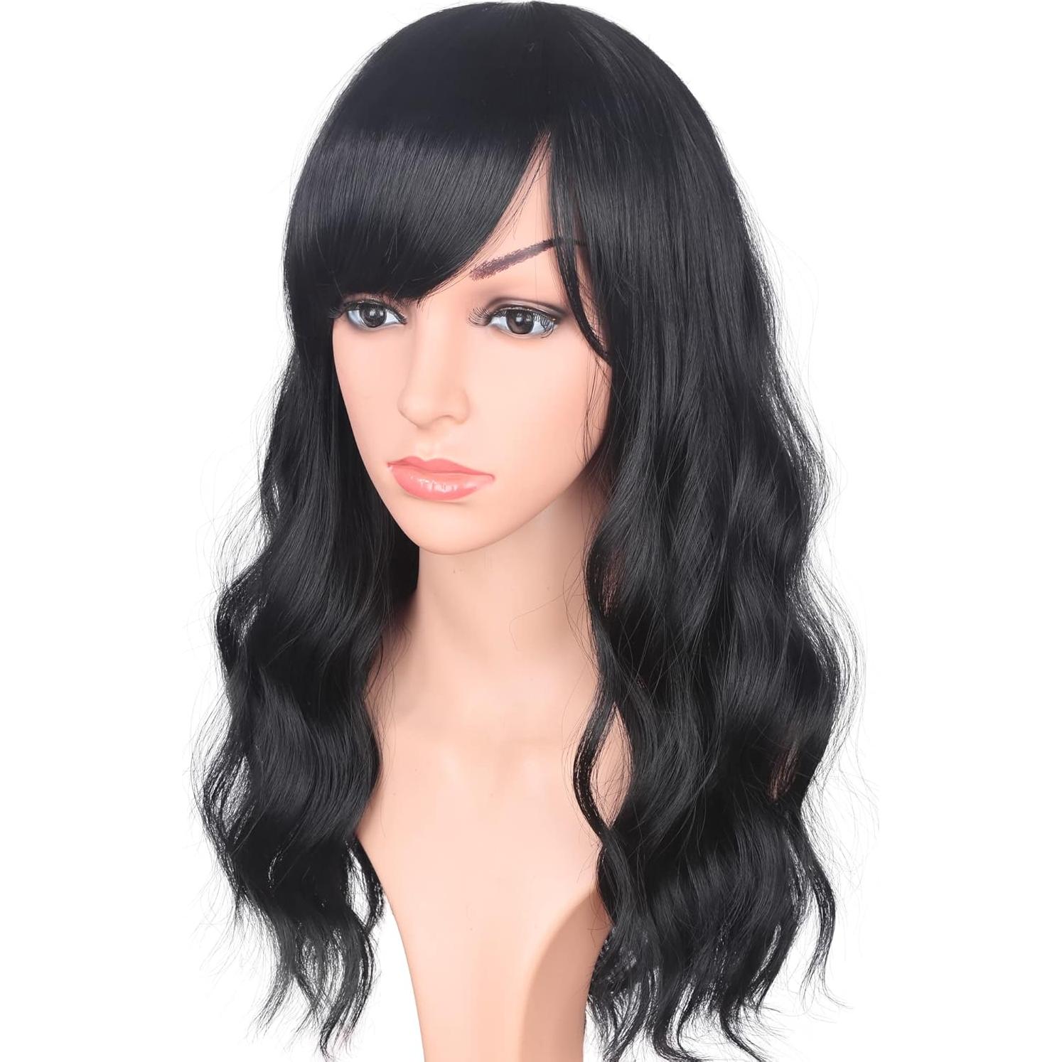 Peluca Sintética Ondulada Larga SYMEIW 40 cm Negro Natural