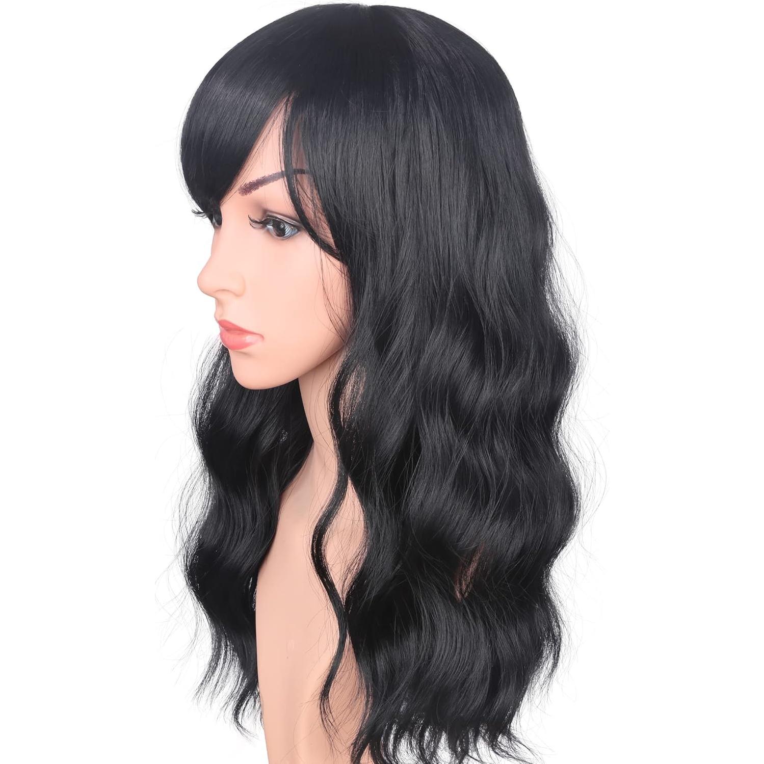 Peluca Sintética Ondulada Larga SYMEIW 40 cm Negro Natural