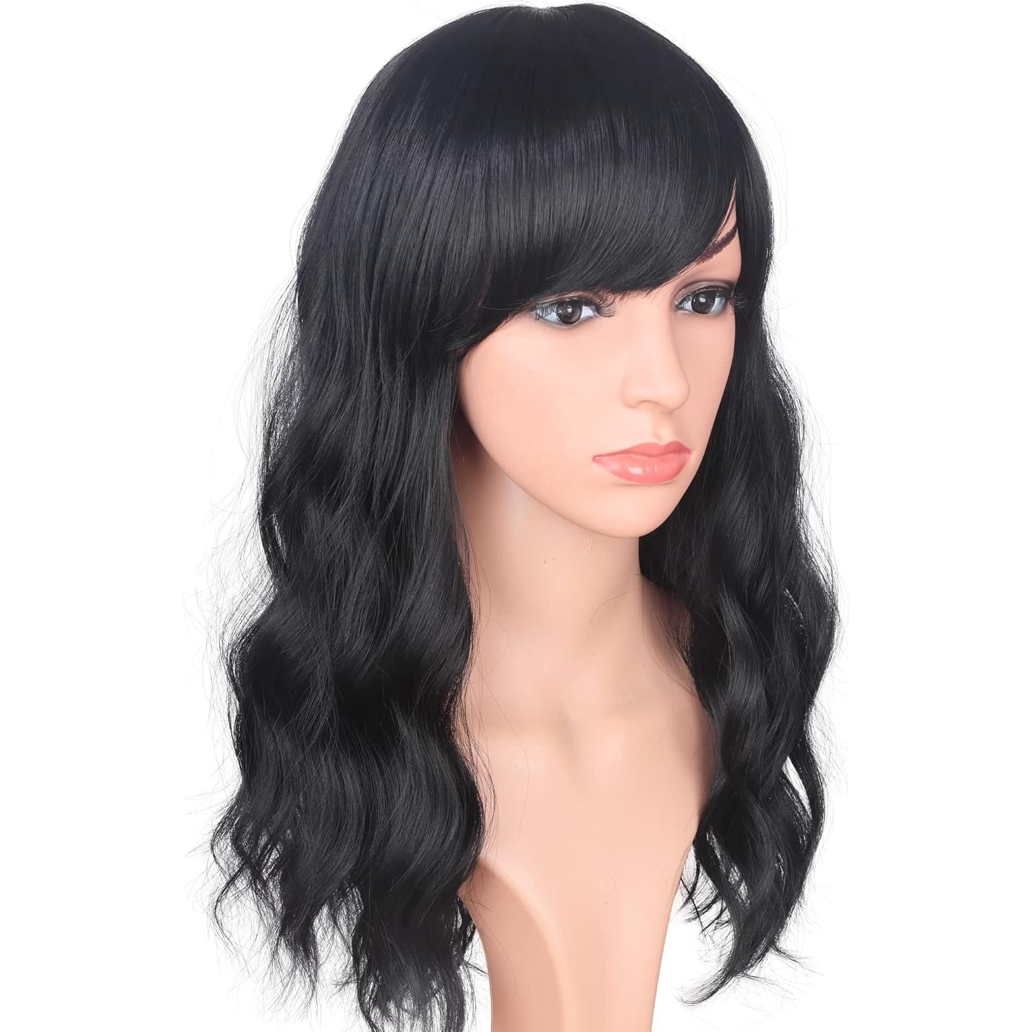 Peluca Sintética Ondulada Larga SYMEIW 40 cm Negro Natural