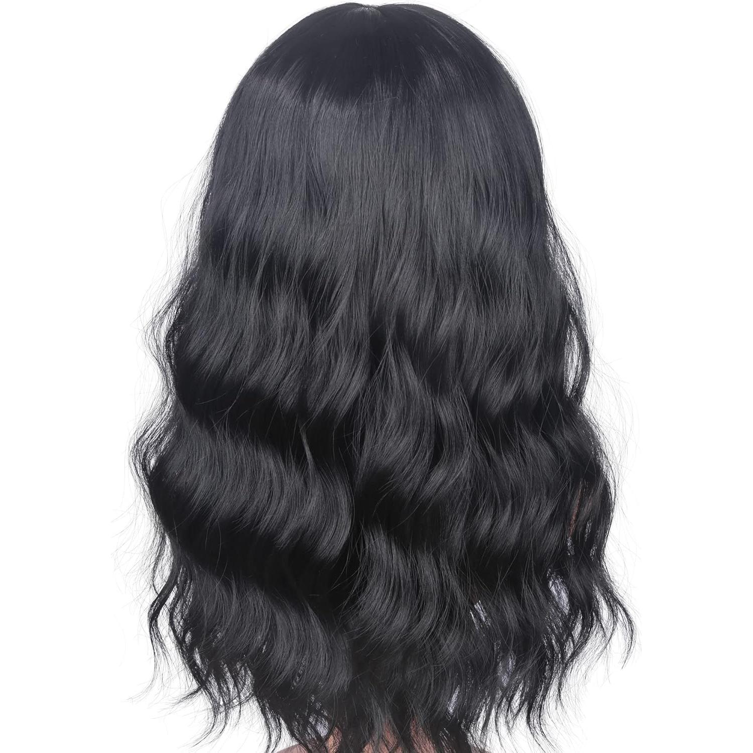 Peluca Sintética Ondulada Larga SYMEIW 40 cm Negro Natural